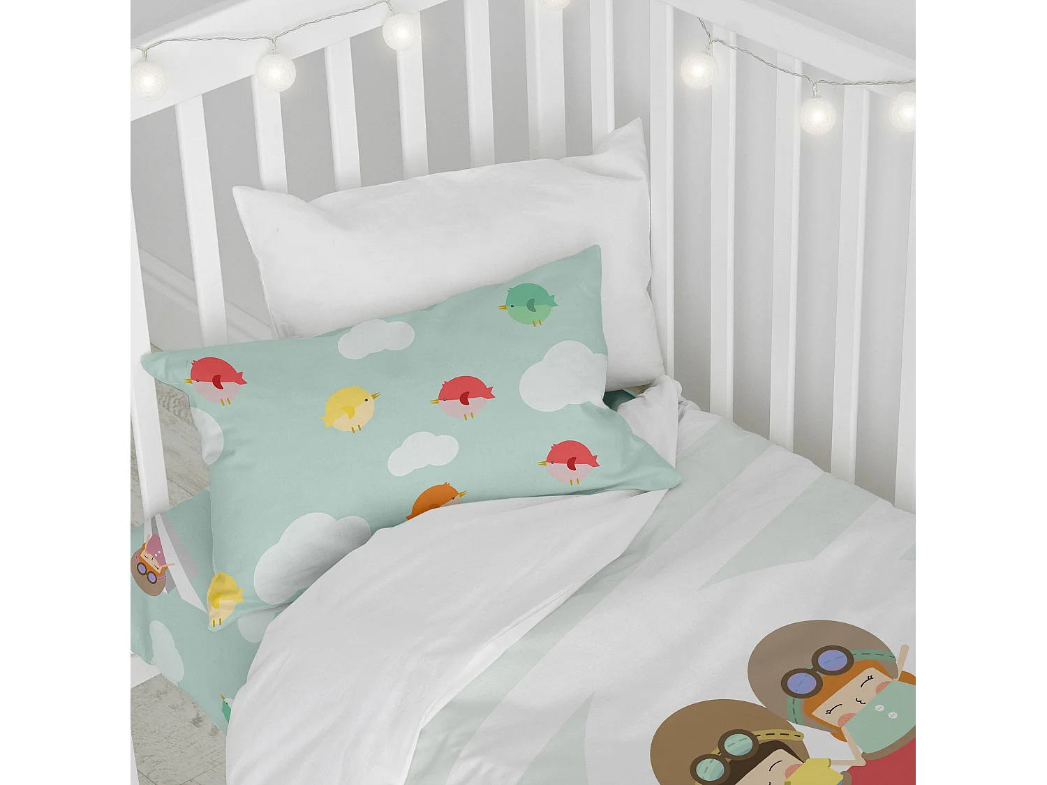 Bettbezug set 2 teiliges 100x135 cm (Kinderbett) Learning to fly