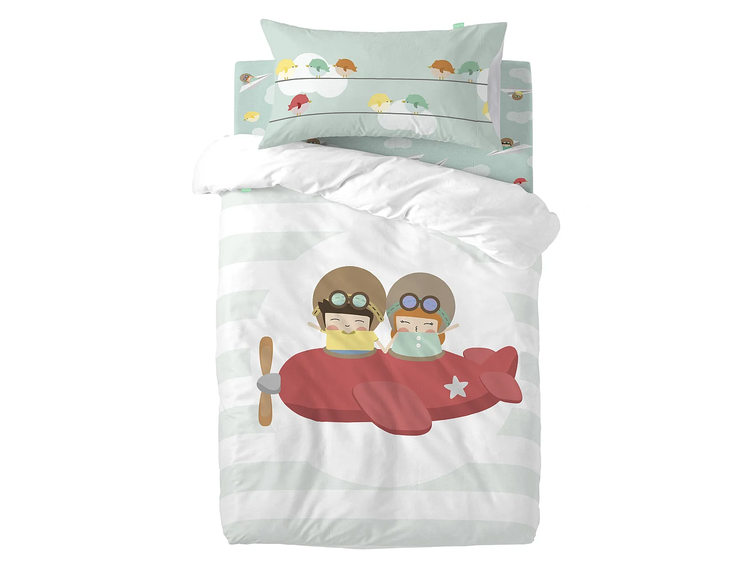 Bettbezug set 2 teiliges 100x135 cm (Kinderbett) Learning to fly