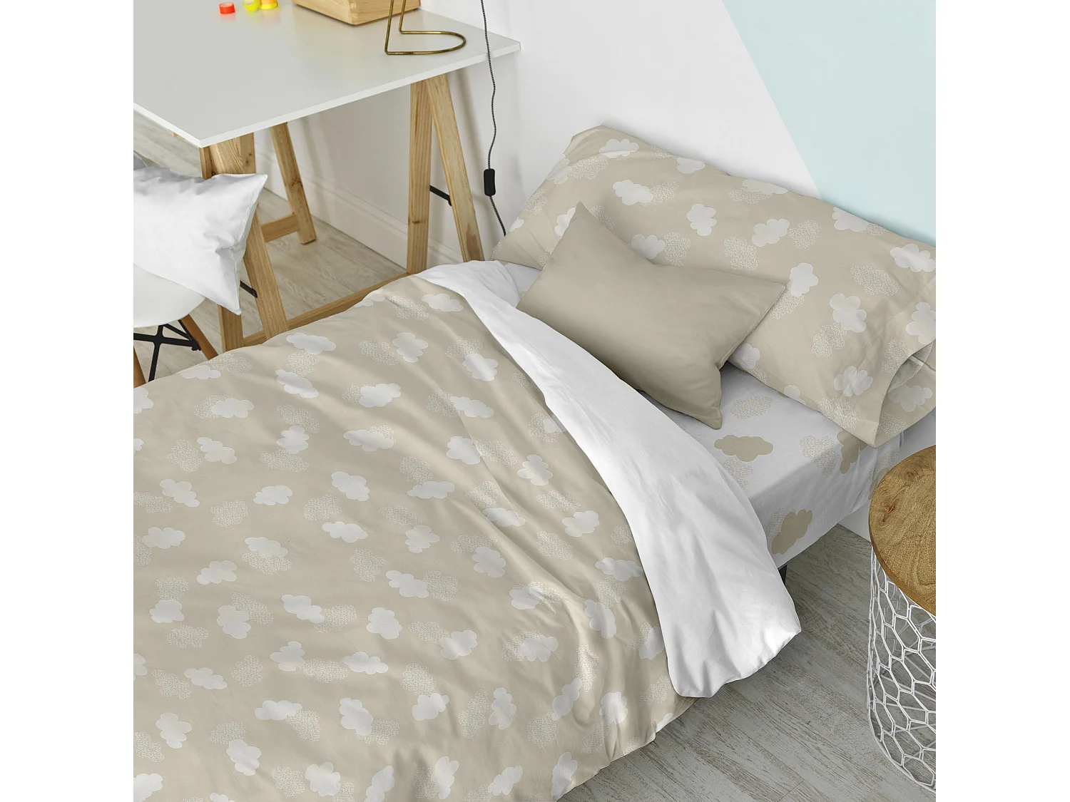 Bettbezug set 2 teiliges 155x220 cm (Bett 80/90) Clouds