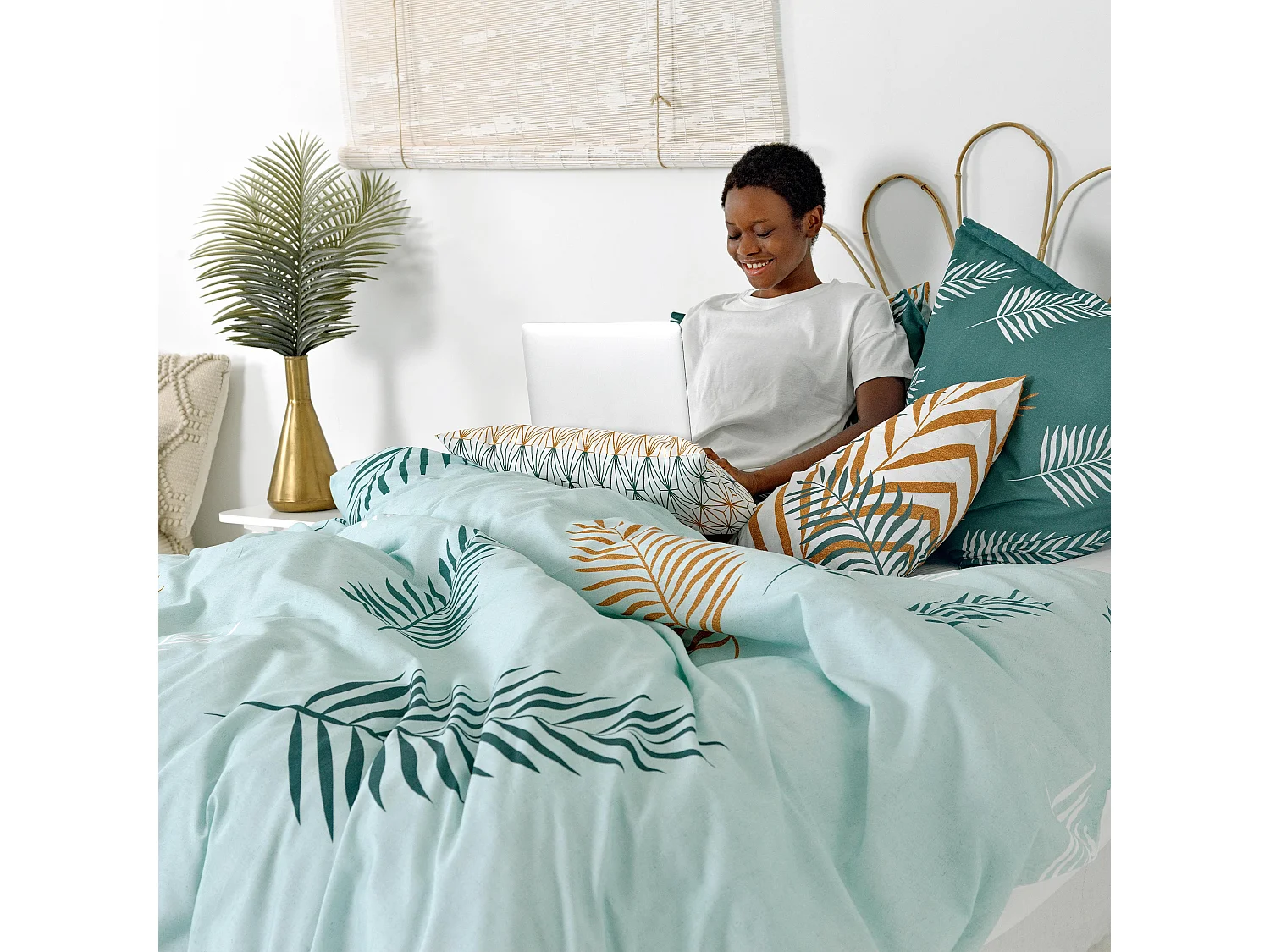 Funda nórdica 155x220 cm (Cama 80/90) Foliage mint