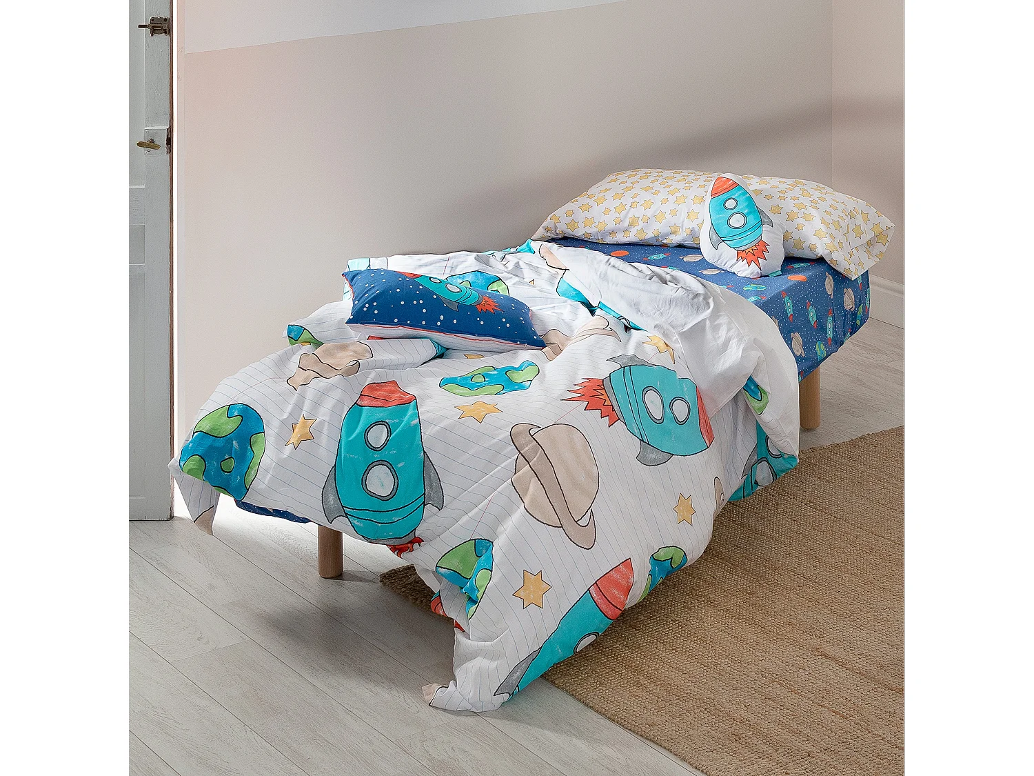 Parure housse de couette 2 pièces 155x220 cm (Lit 80/90) Space rocket