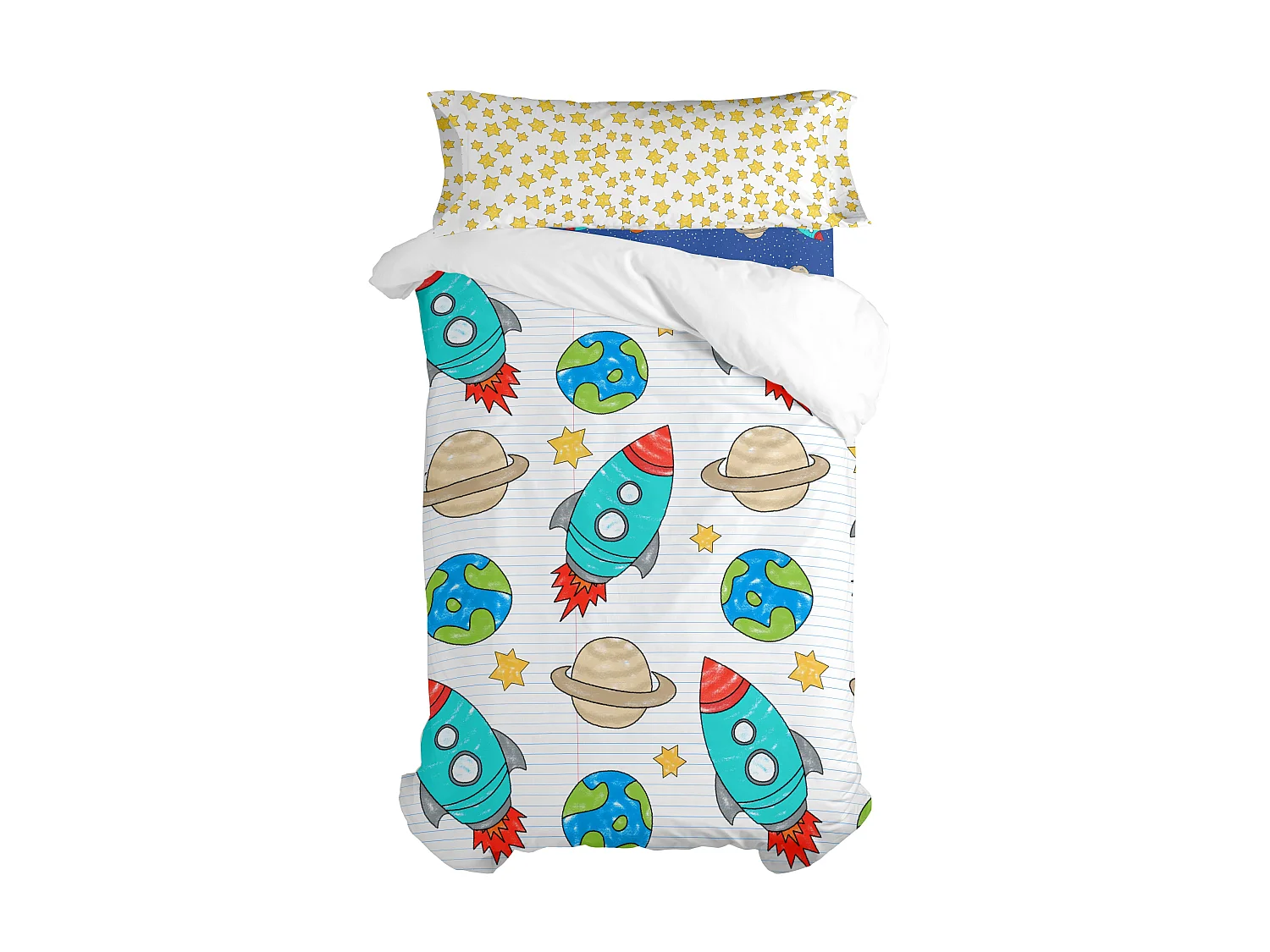 Parure housse de couette 2 pièces 155x220 cm (Lit 80/90) Space rocket