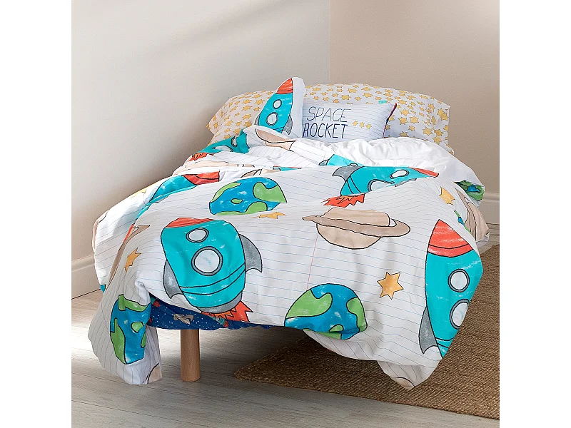 Dekbedovertrekset 2-delig 155x220 cm (Bed 80/90) Space rocket