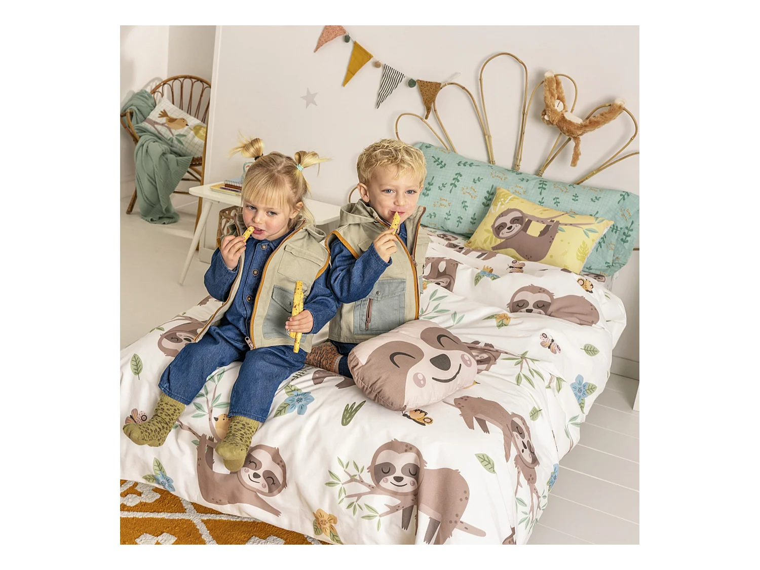 Bettbezug set 2 teiliges 155x220 cm (Bett 80/90) Happy sloth