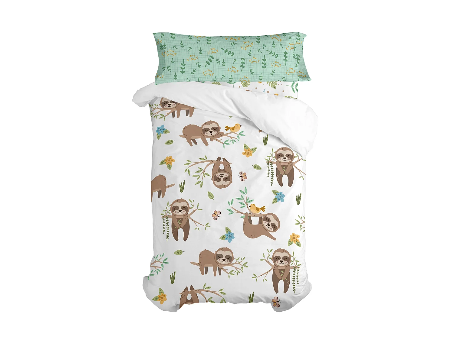 Parure housse de couette 2 pièces 155x220 cm (Lit 80/90) Happy sloth