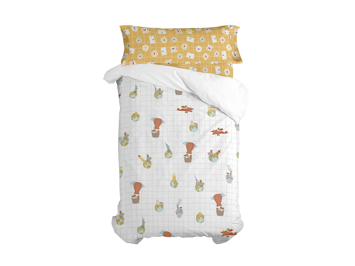 Parure housse de couette 2 pièces 180x220 cm (Lit 105) World trip