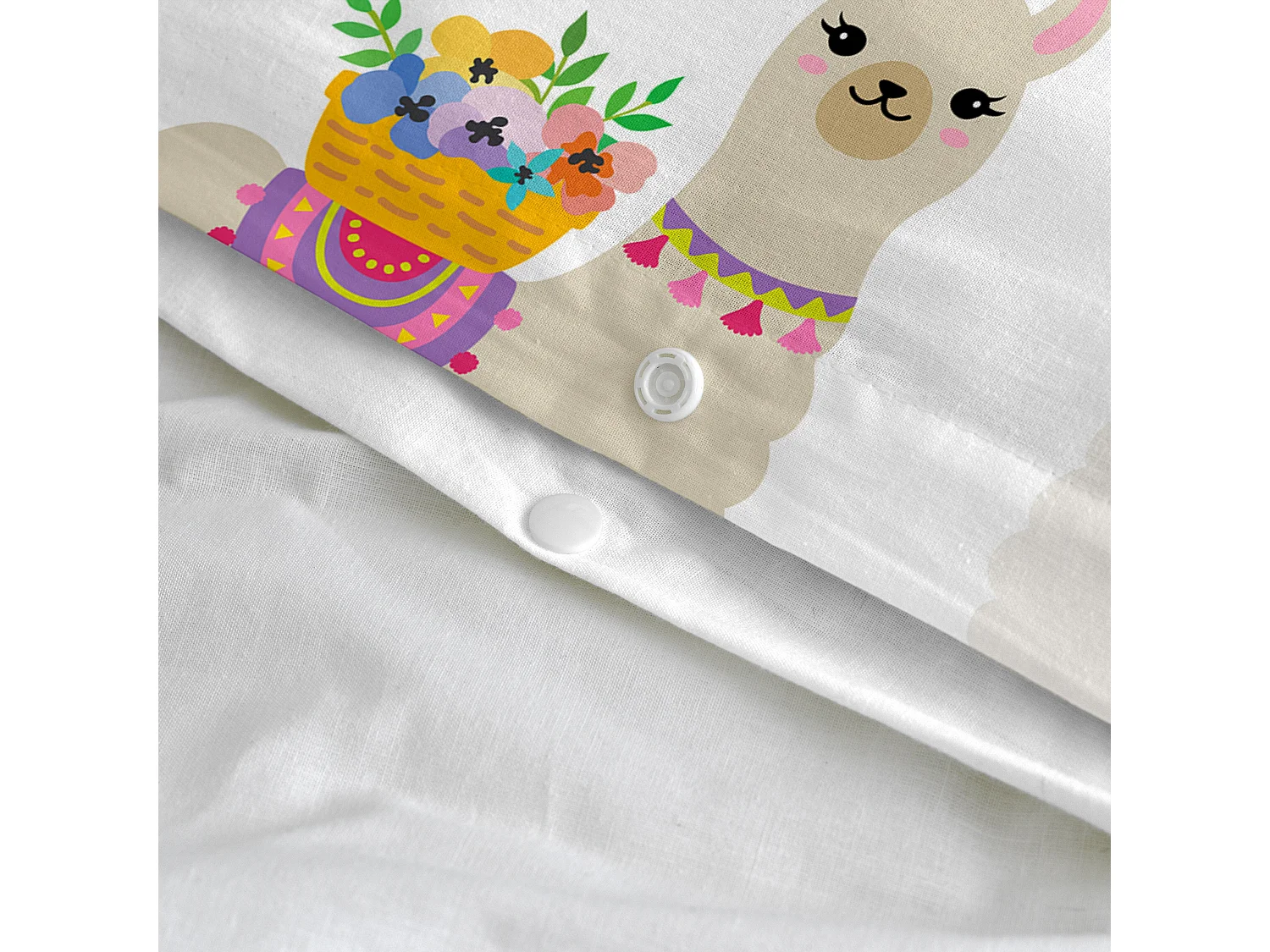 Parure housse de couette 2 pièces 155x220 cm (Lit 80/90) Cute llamas