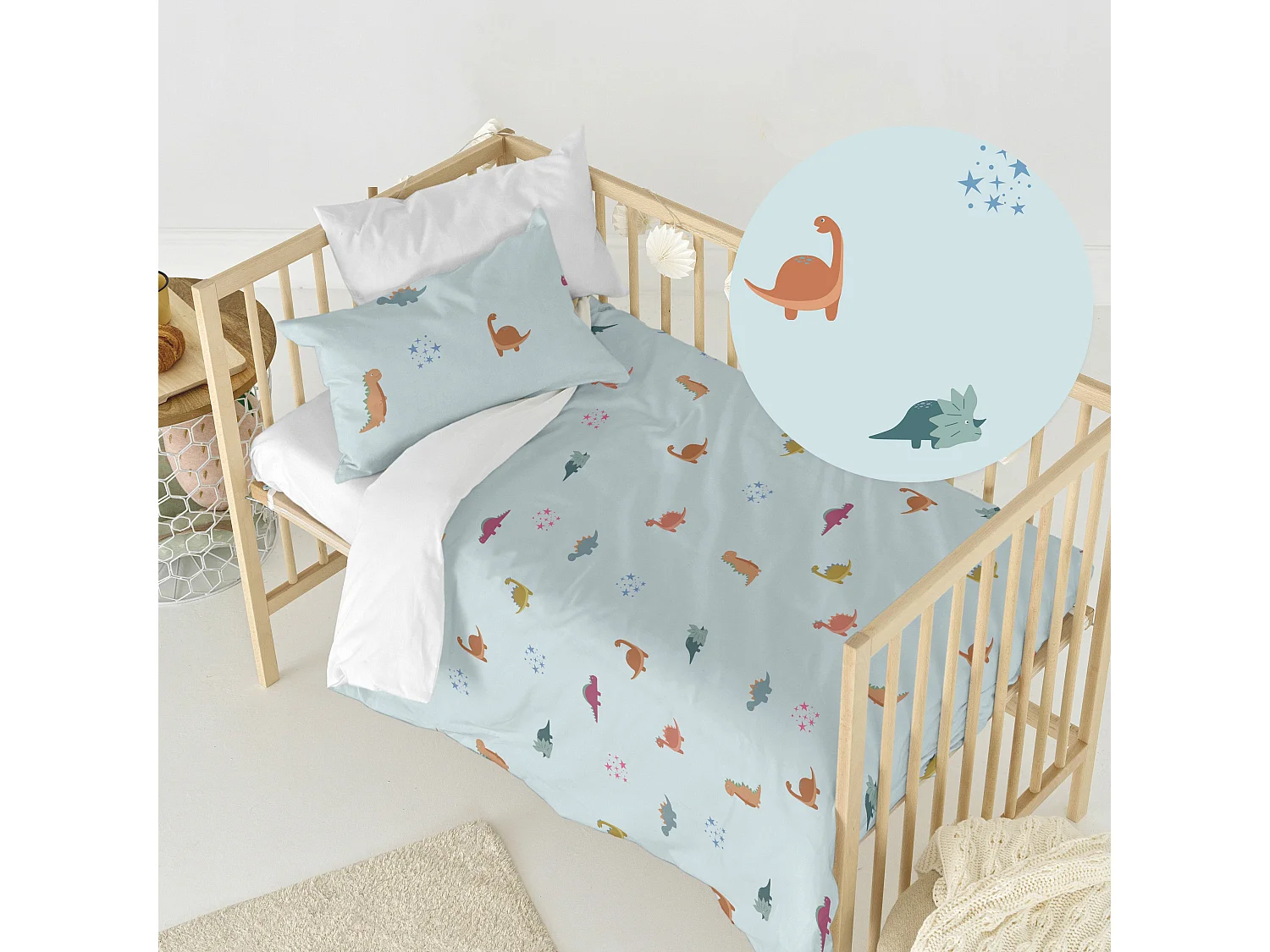 Dekbedovertrekset 2-delig 115x145 cm (Ledikant) Mini dinosaur