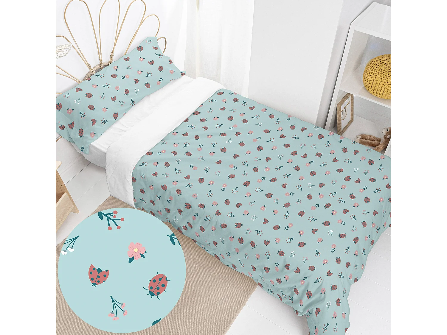 Parure housse de couette 2 pièces 140x200 cm (Lit 80) Catarinas