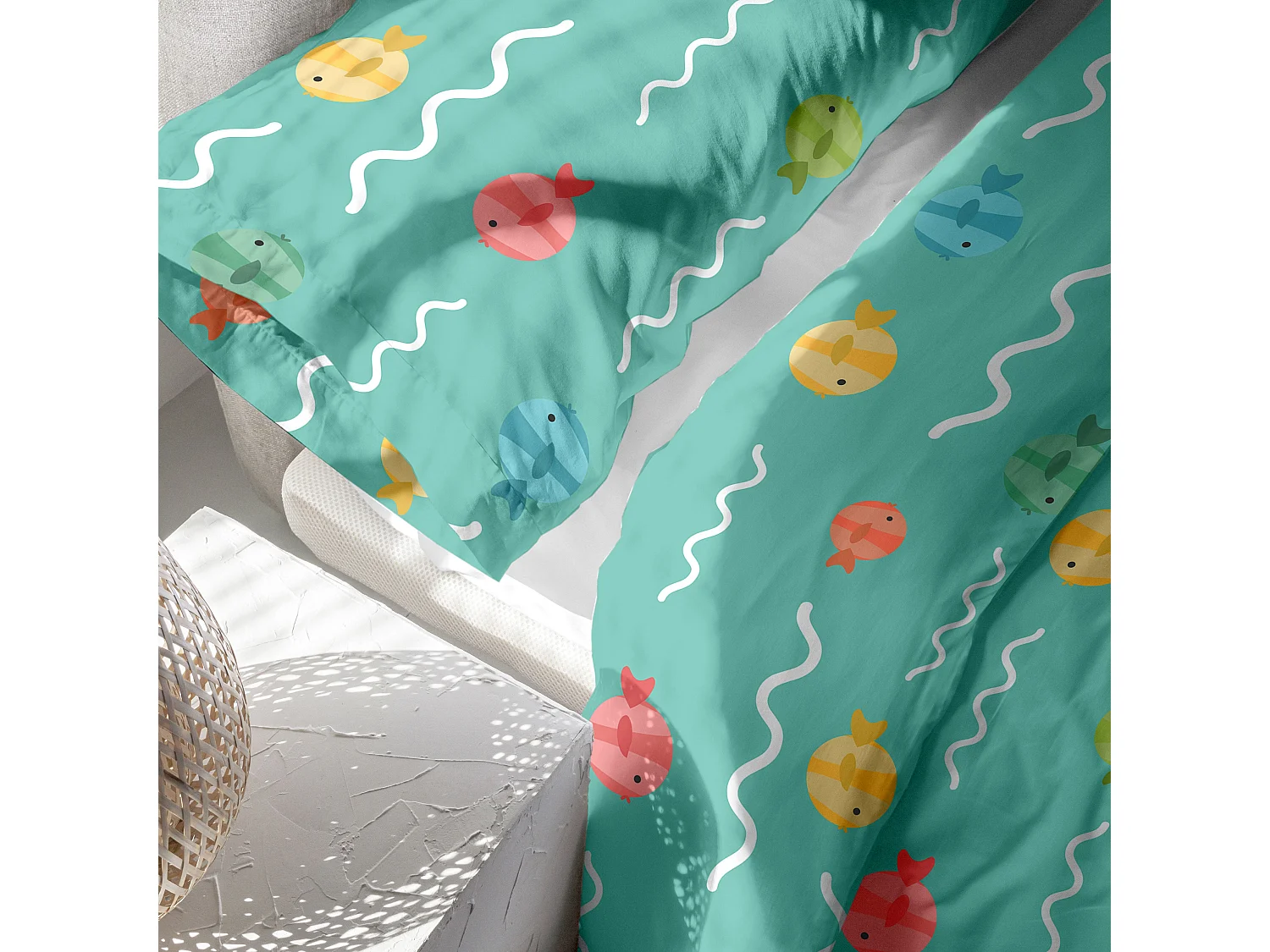 Parure housse de couette 2 pièces 155x220 cm (Lit 80/90) World map (D)