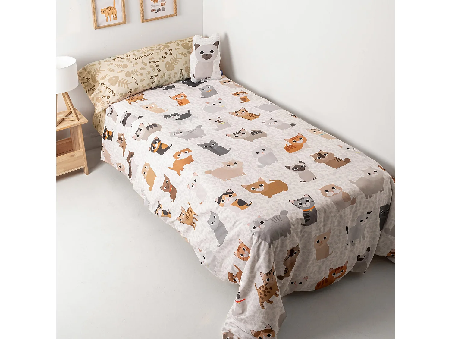 Parure housse de couette 2 pièces 180x220 cm (Lit 105) Cats