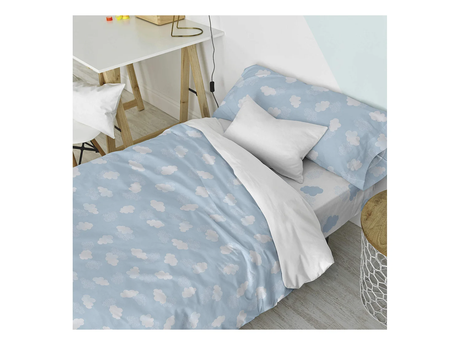 Set copripiumino lettino 2 pezzi 155x220 cm (Letto 80/90) Clouds