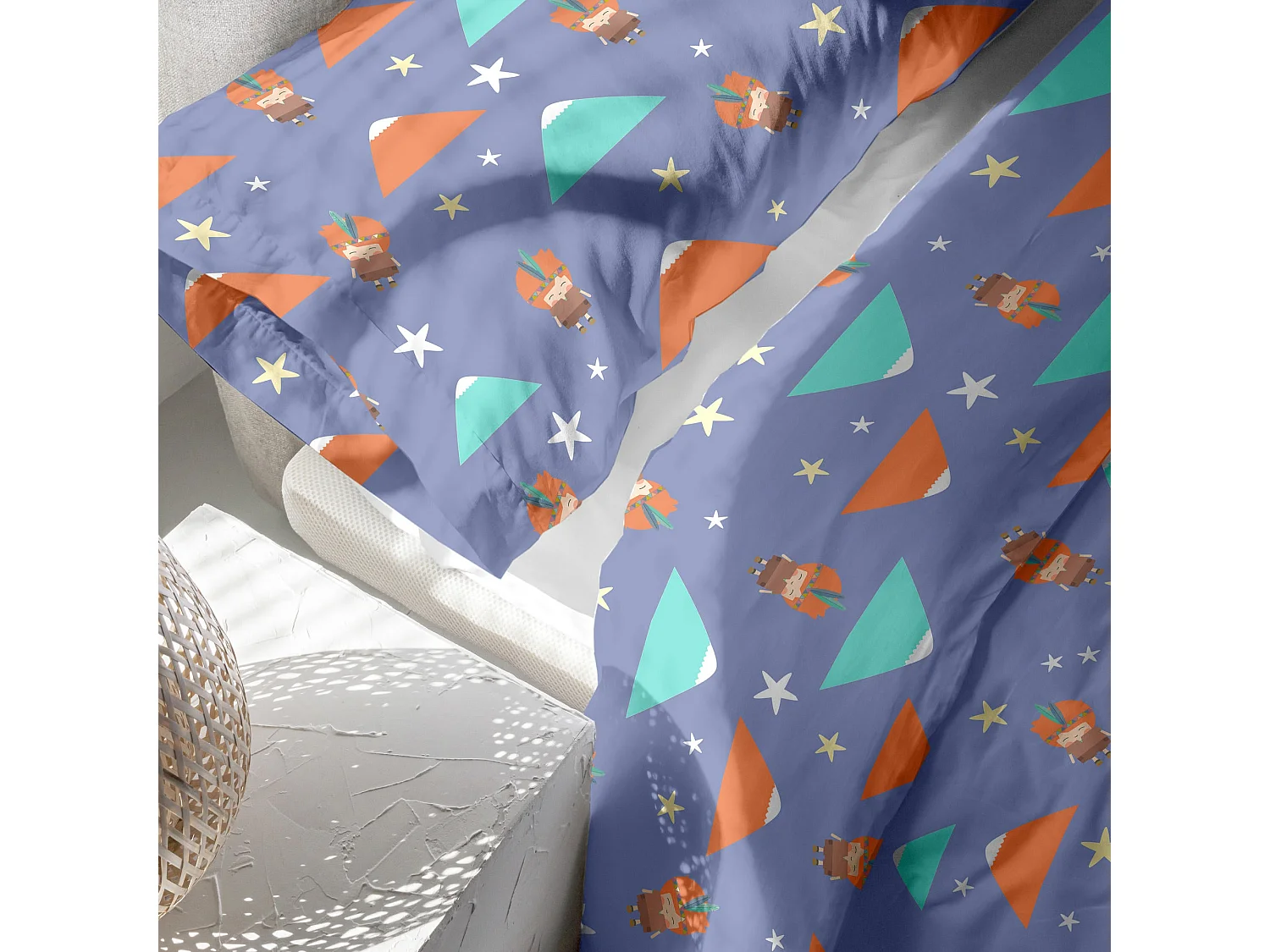 Dekbedovertrekset 2-delig 155x220 cm (Bed 80/90) Indian night (D)