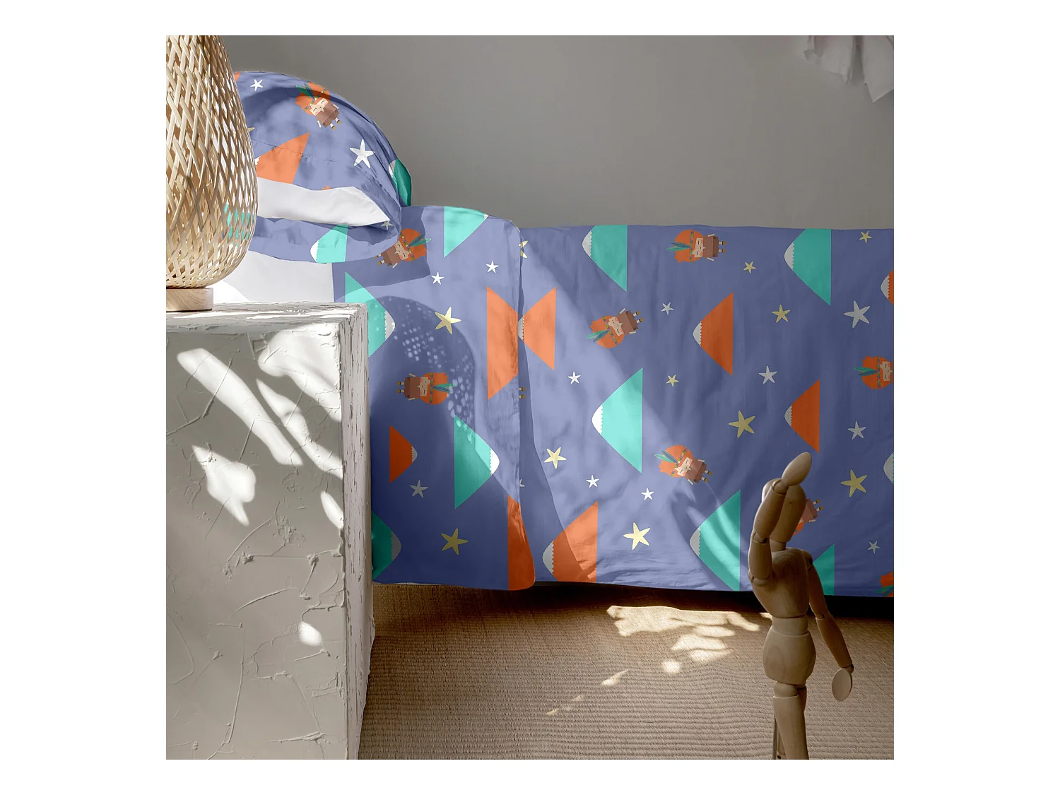 Parure housse de couette 2 pièces 155x220 cm (Lit 80/90) Indian night (D)