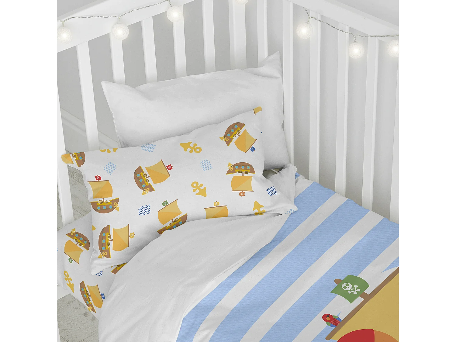 Parure housse de couette 2 pièces 115x145 cm (Lit Bébé) Pirate ship