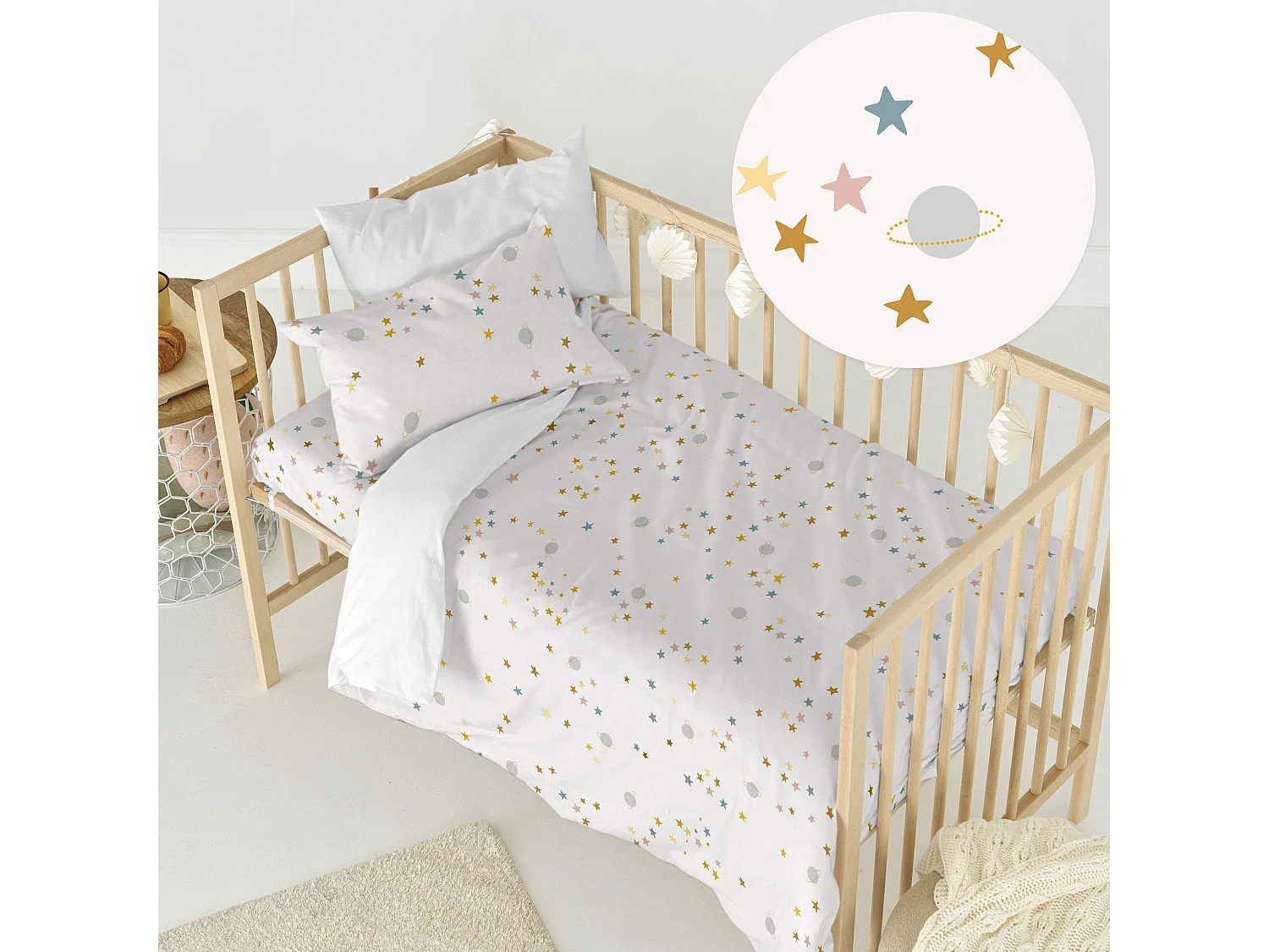 Parure housse de couette 2 pièces 100x120 cm (Berceau) Saturn