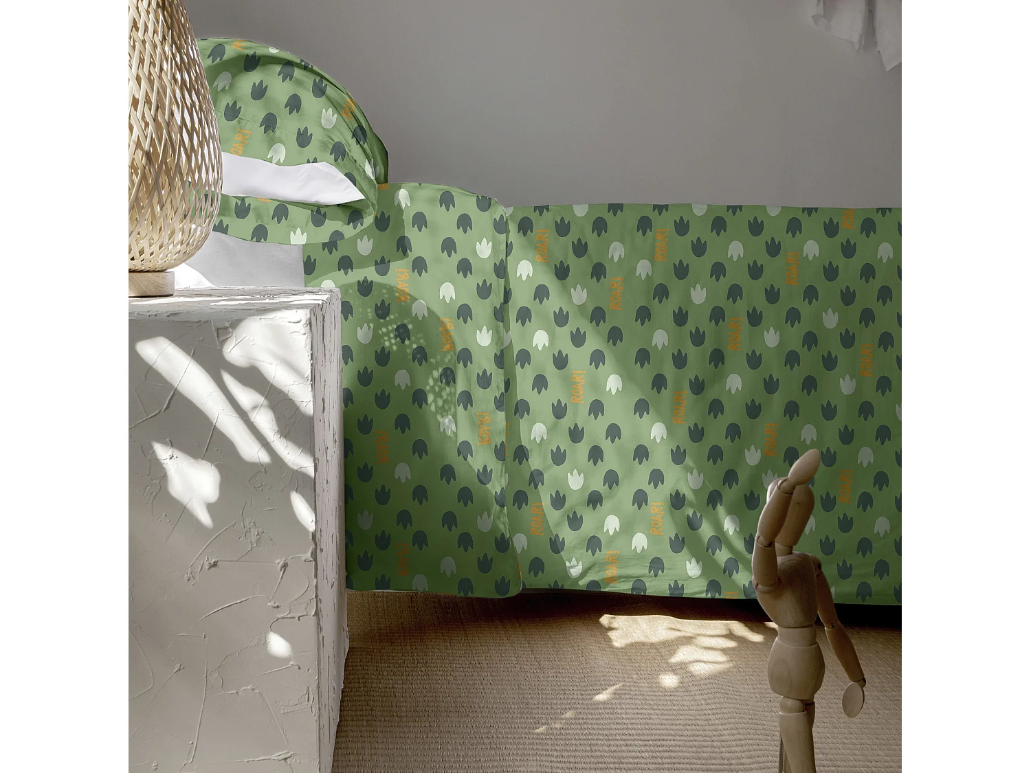 Parure housse de couette 2 pièces 155x220 cm (Lit 80/90) Happydino (D)