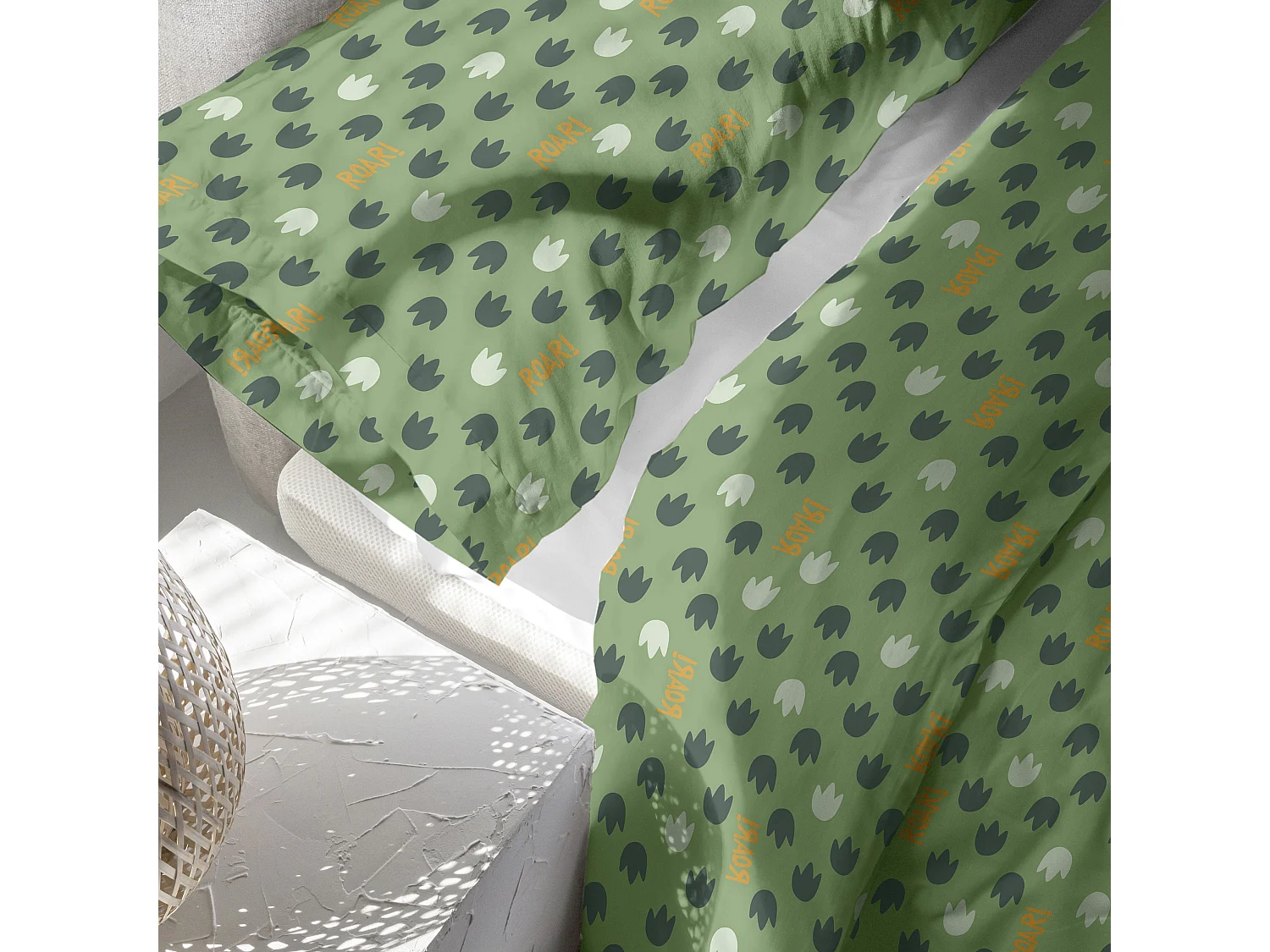 Parure housse de couette 2 pièces 155x220 cm (Lit 80/90) Happydino (D)