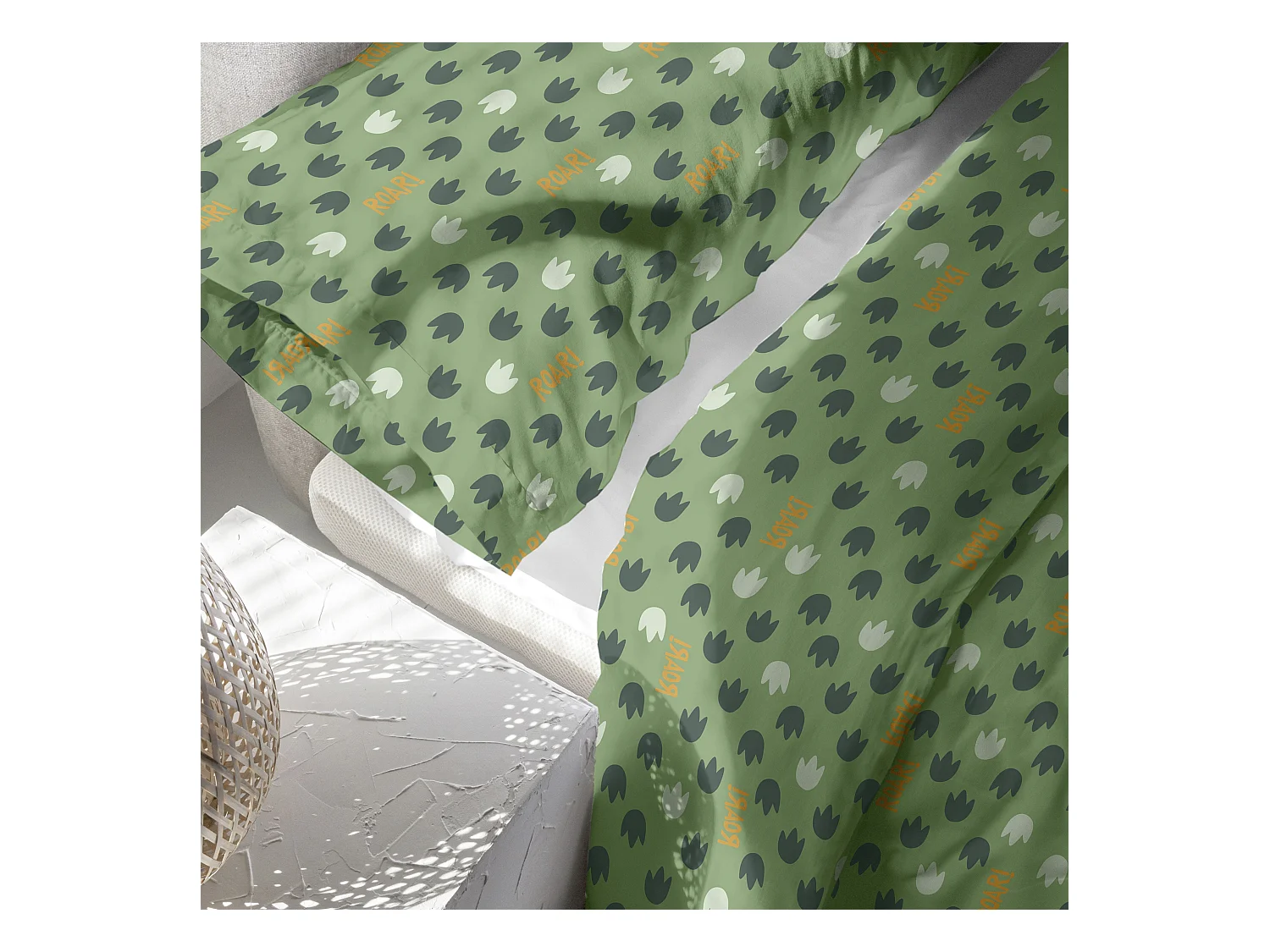 Parure housse de couette 2 pièces 155x220 cm (Lit 80/90) Happydino (D)
