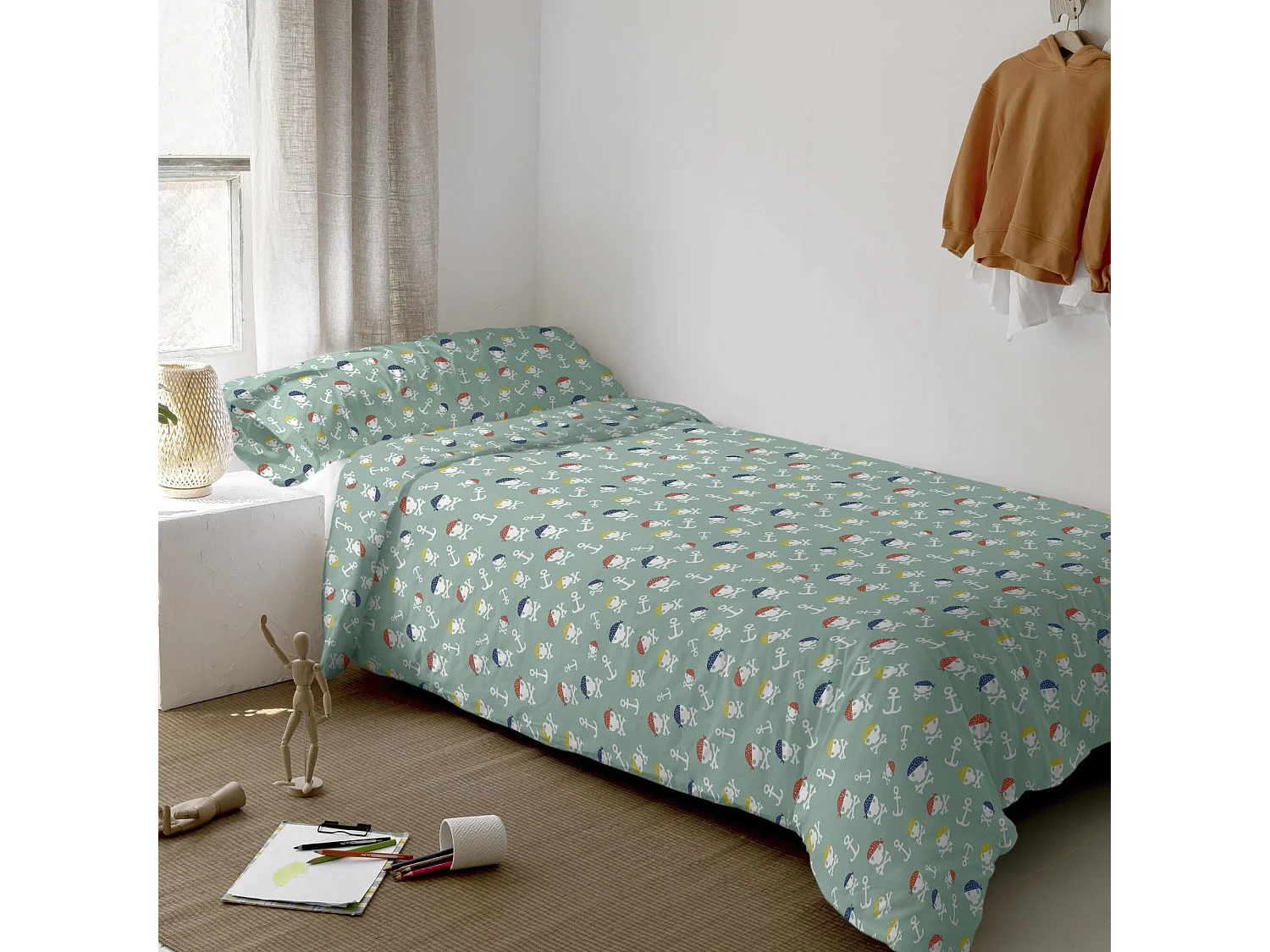 Parure housse de couette 2 pièces 155x220 cm (Lit 80/90) Pirate life (D)