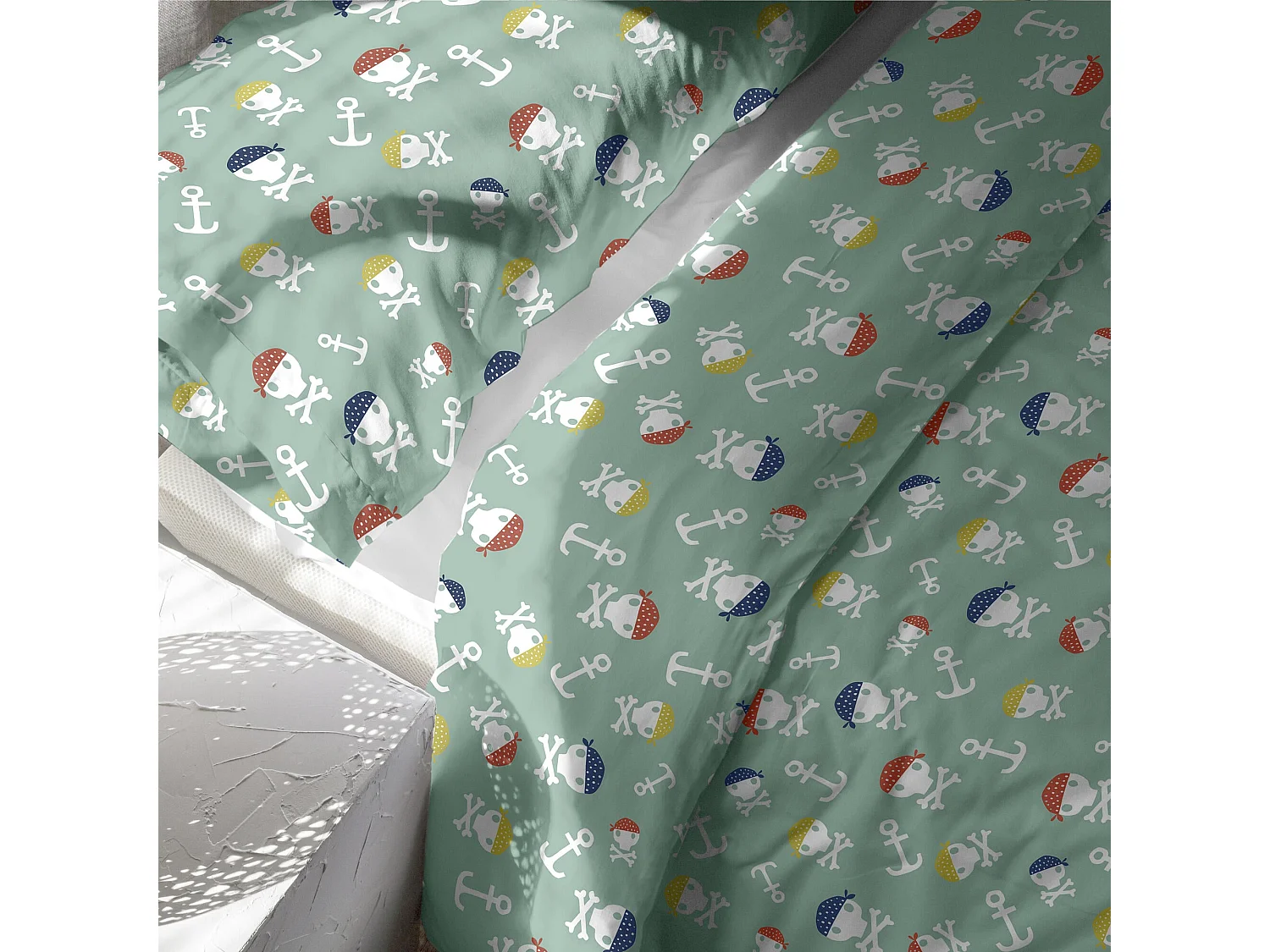 Parure housse de couette 2 pièces 155x220 cm (Lit 80/90) Pirate life (D)