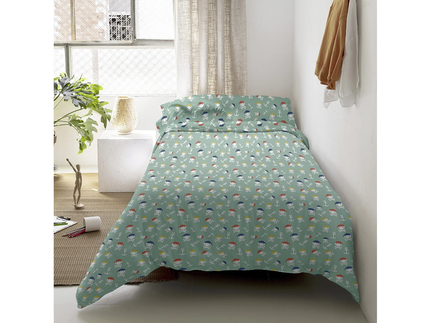 Parure housse de couette 2 pièces 155x220 cm (Lit 80/90) Pirate life (D)