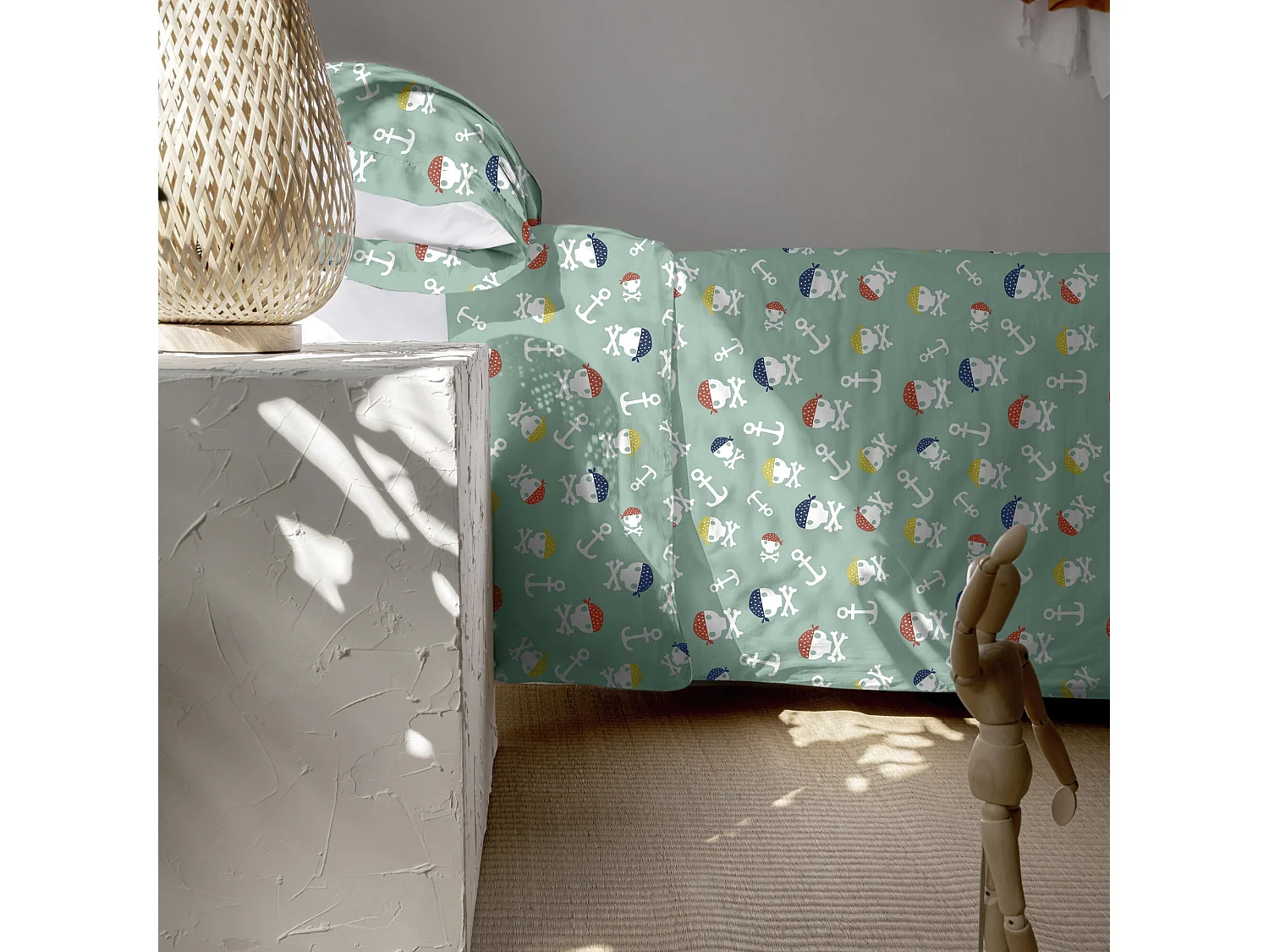 Parure housse de couette 2 pièces 155x220 cm (Lit 80/90) Pirate life (D)