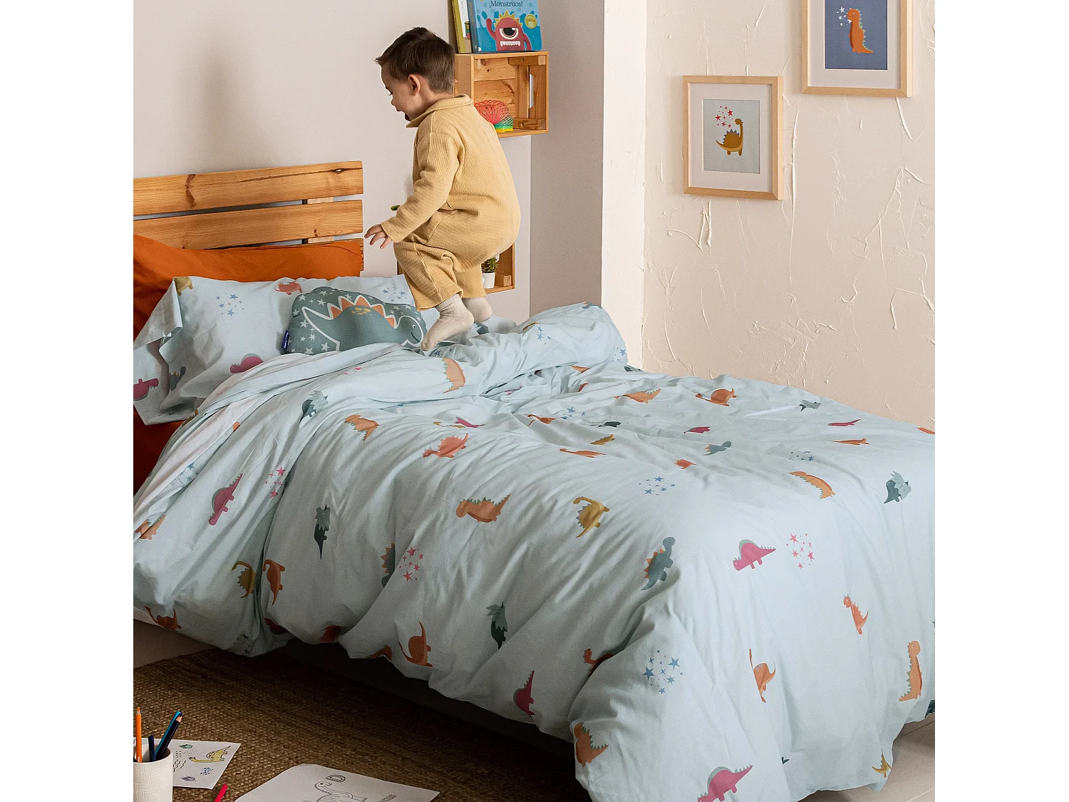 Parure housse de couette 2 pièces 180x220 cm (Lit 105) Mini dinosaur