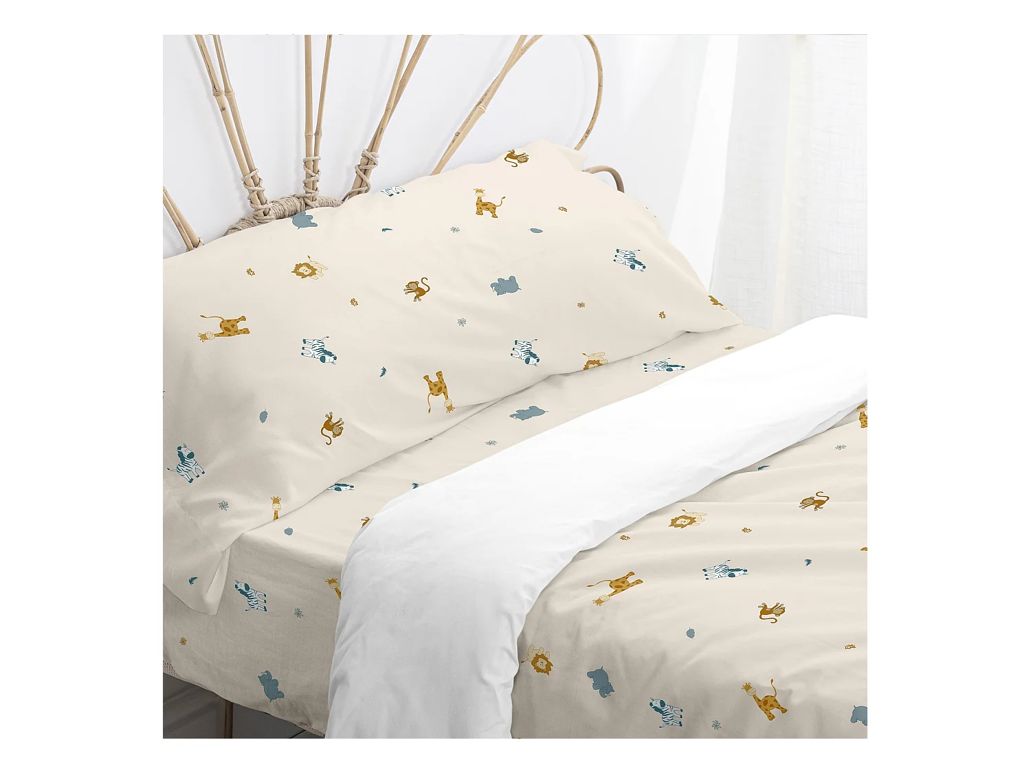 Parure housse de couette 2 pièces 140x200 cm (Lit 80) Animals
