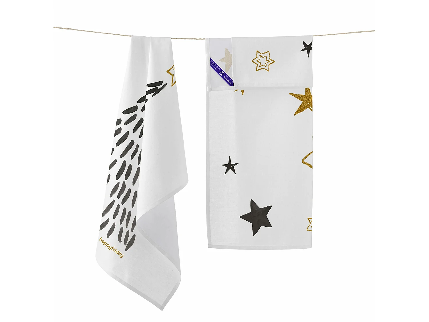 Paño de cocina 2 ud 70x50 cm Gold Xmas