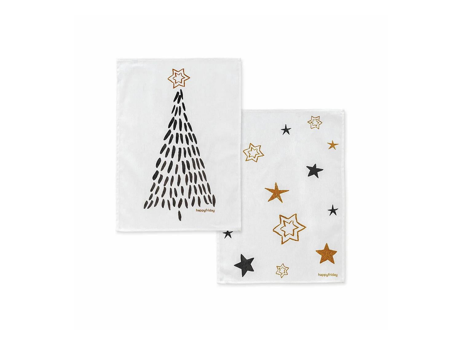 Küchentuch 2 Stück 70x50 cm Gold Xmas