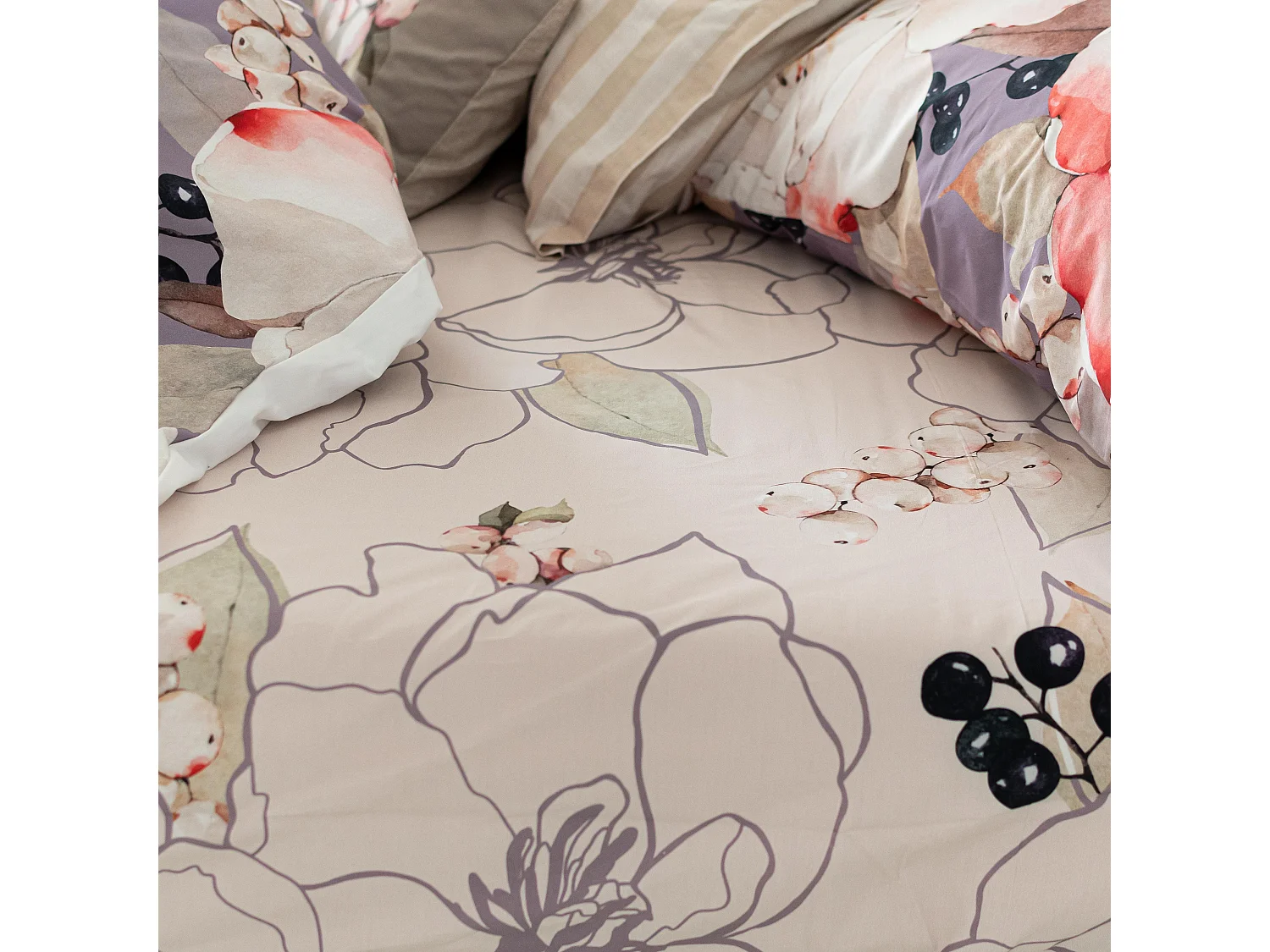 Drap-housse 160x200x32 cm (Lit 150/160) White peonies