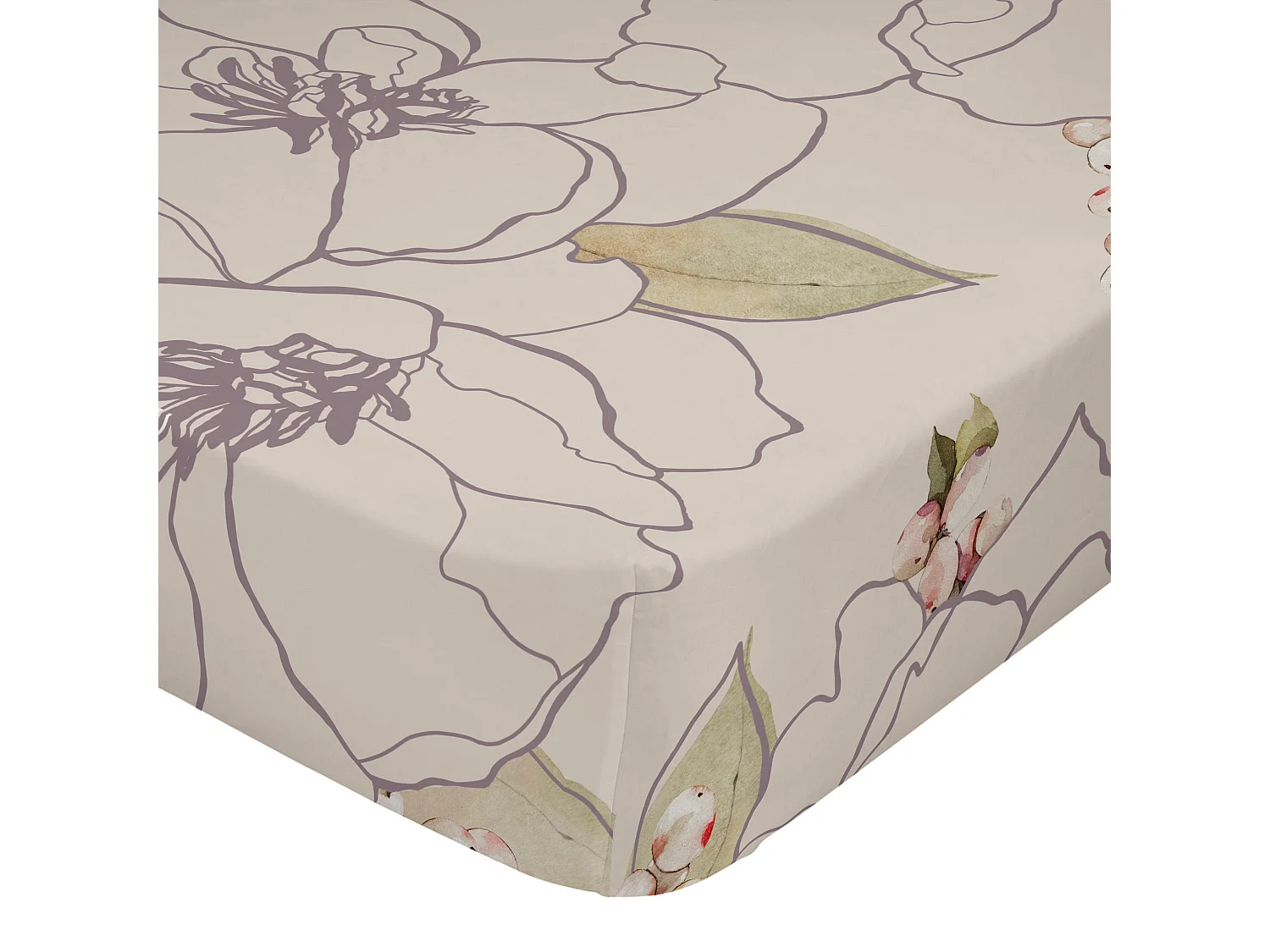 Spannbetttuch 180x200x32 cm (Bett 180) White peonies