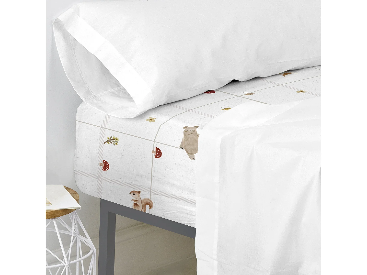 Drap-housse 90x200x32 cm (Lit 90) Woods animals