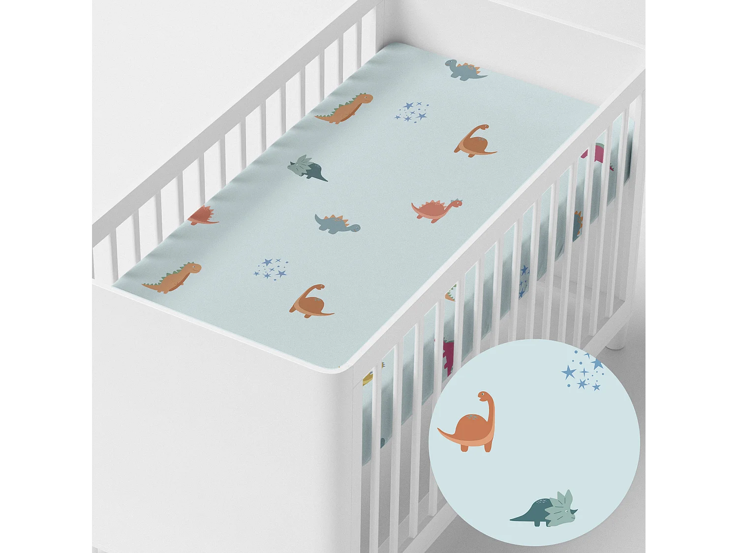 Drap-housse 60x120x14 cm (Berceau) Mini dinosaur