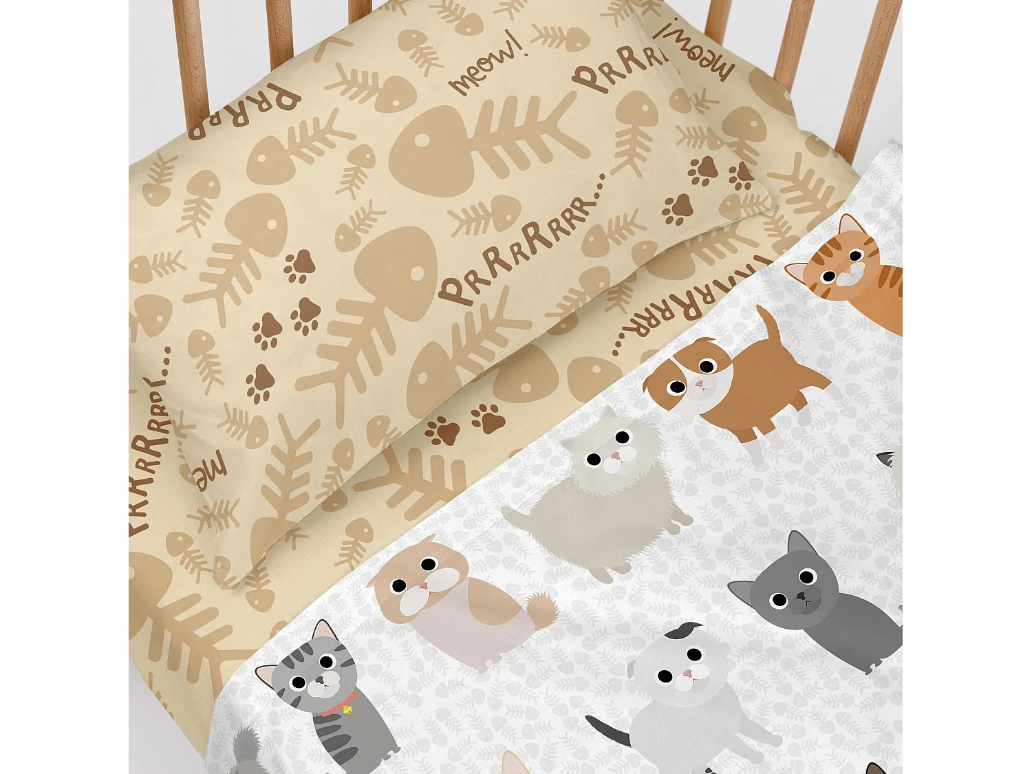 Lençol de Baixo Ajustável 60x120x14 cm (Berço) Cats