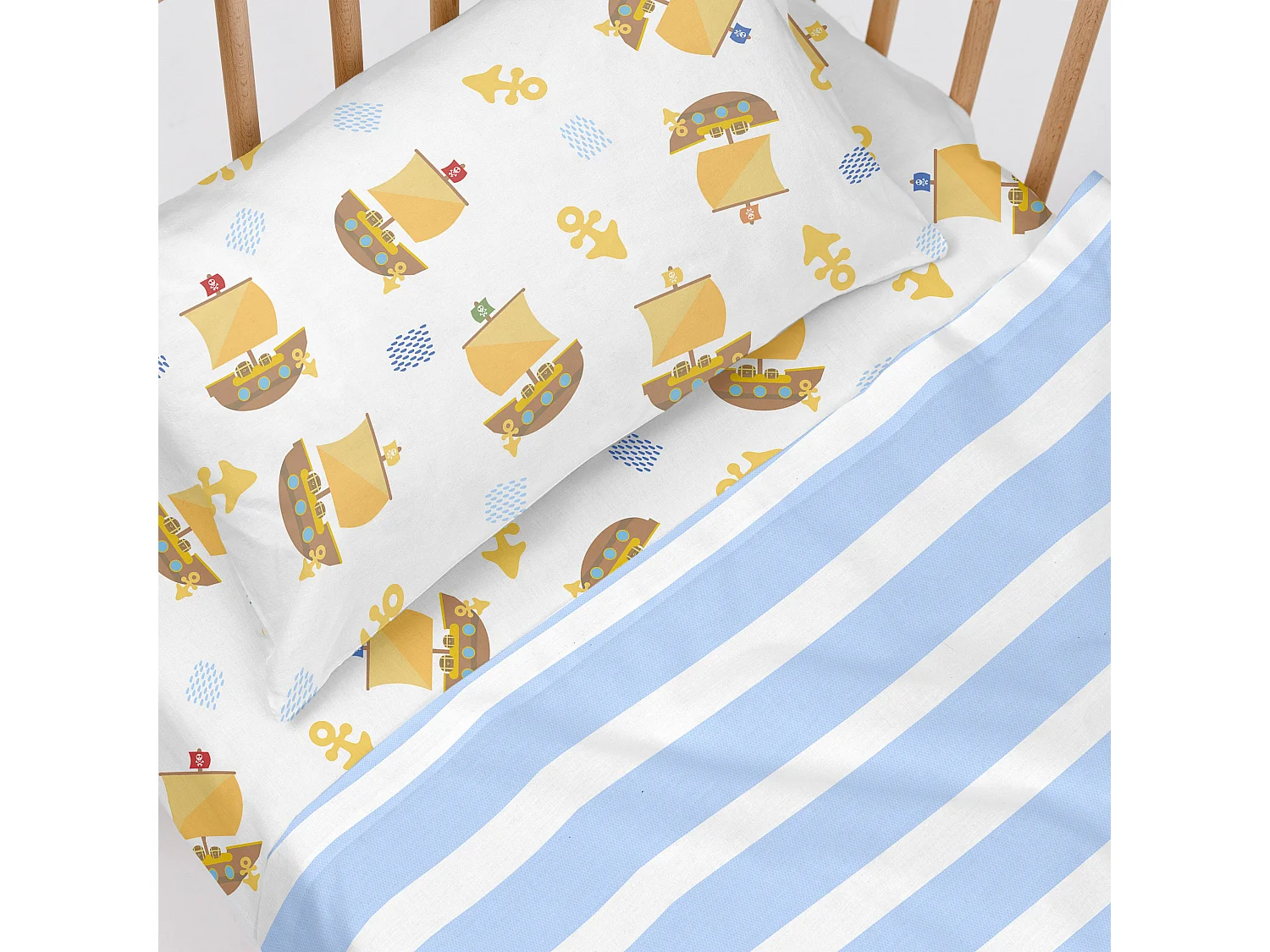 Spannbetttuch 60x120x14 cm (Kinderbett) Pirate ship