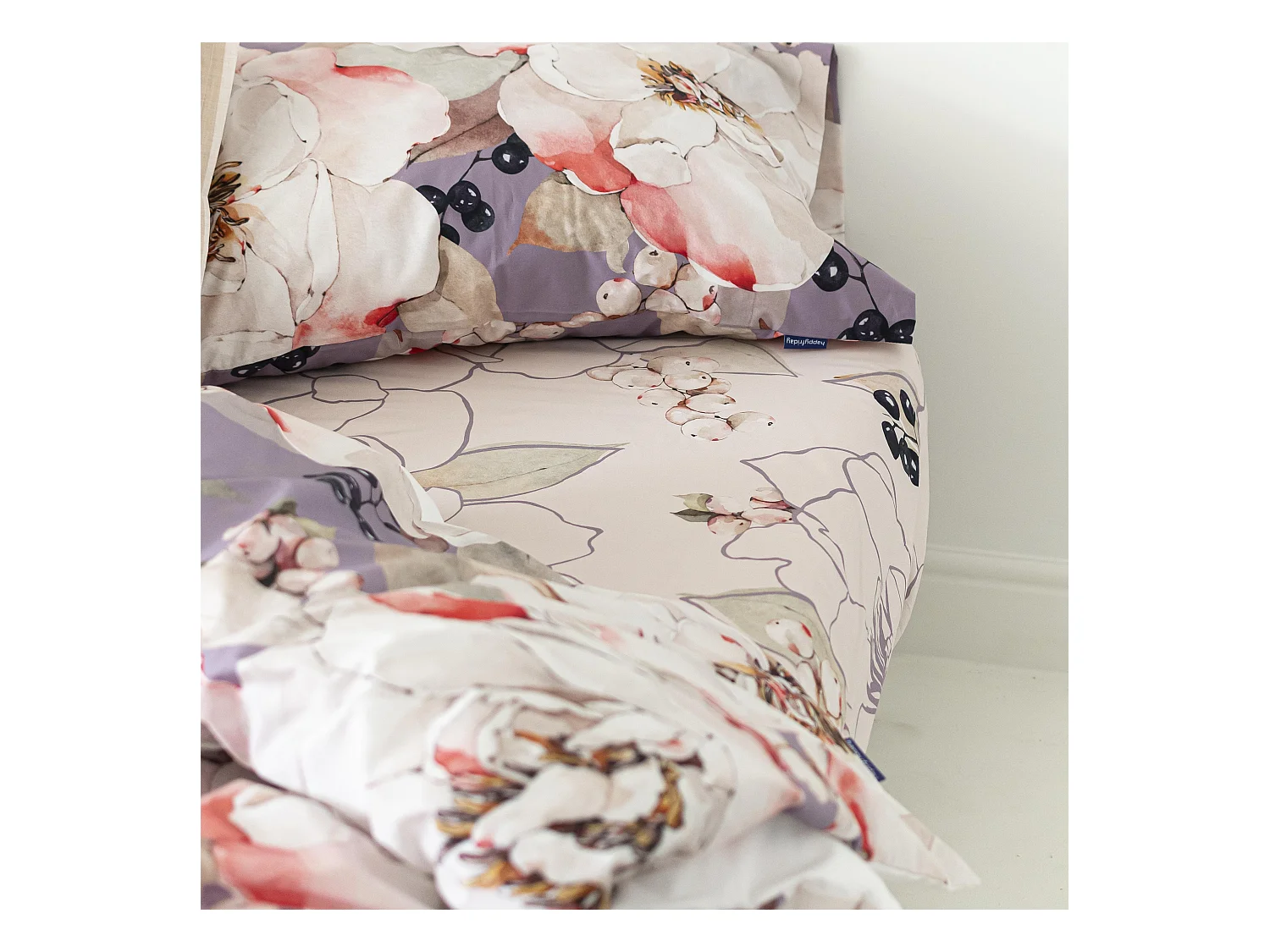 Drap-housse 140x200x32 cm (Lit 135/140) White peonies