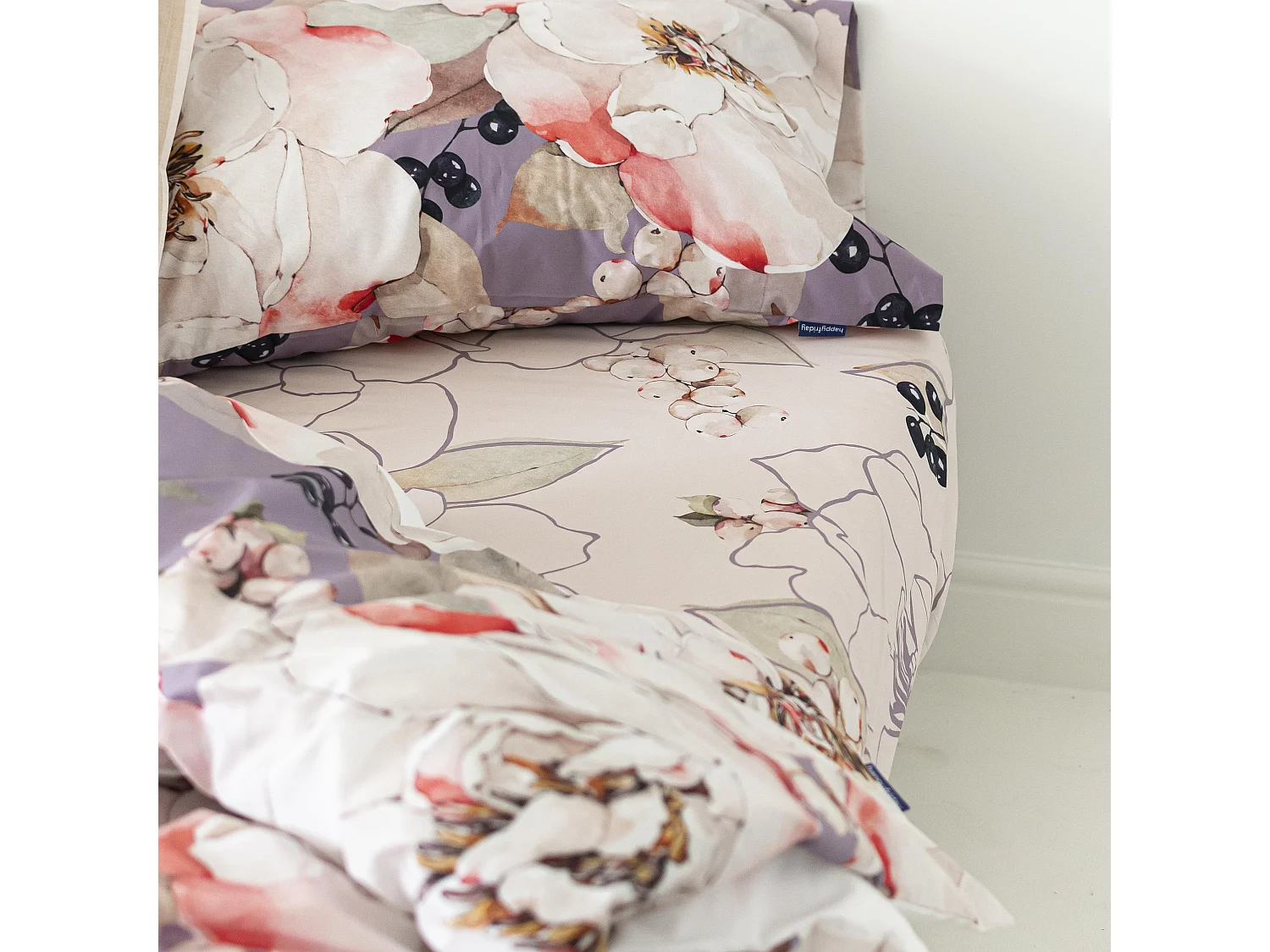 Drap-housse 140x200x32 cm (Lit 135/140) White peonies