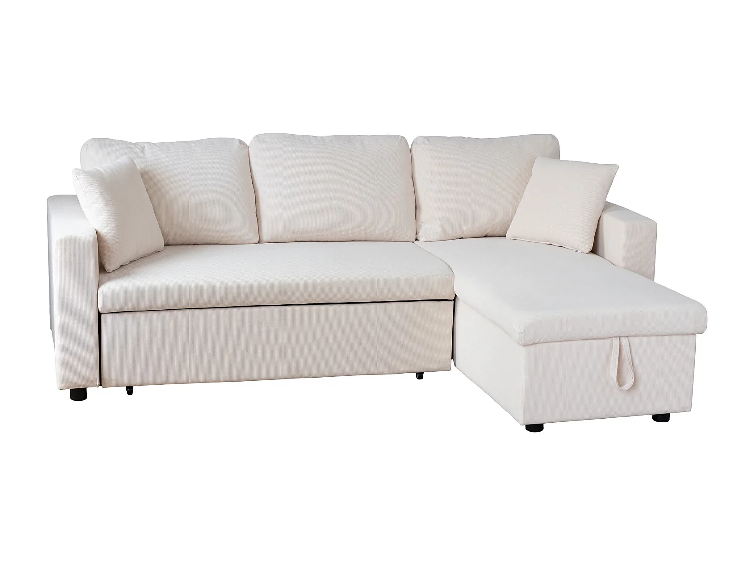 Sofá cama 3 plazas rinconera pana beige CLARK