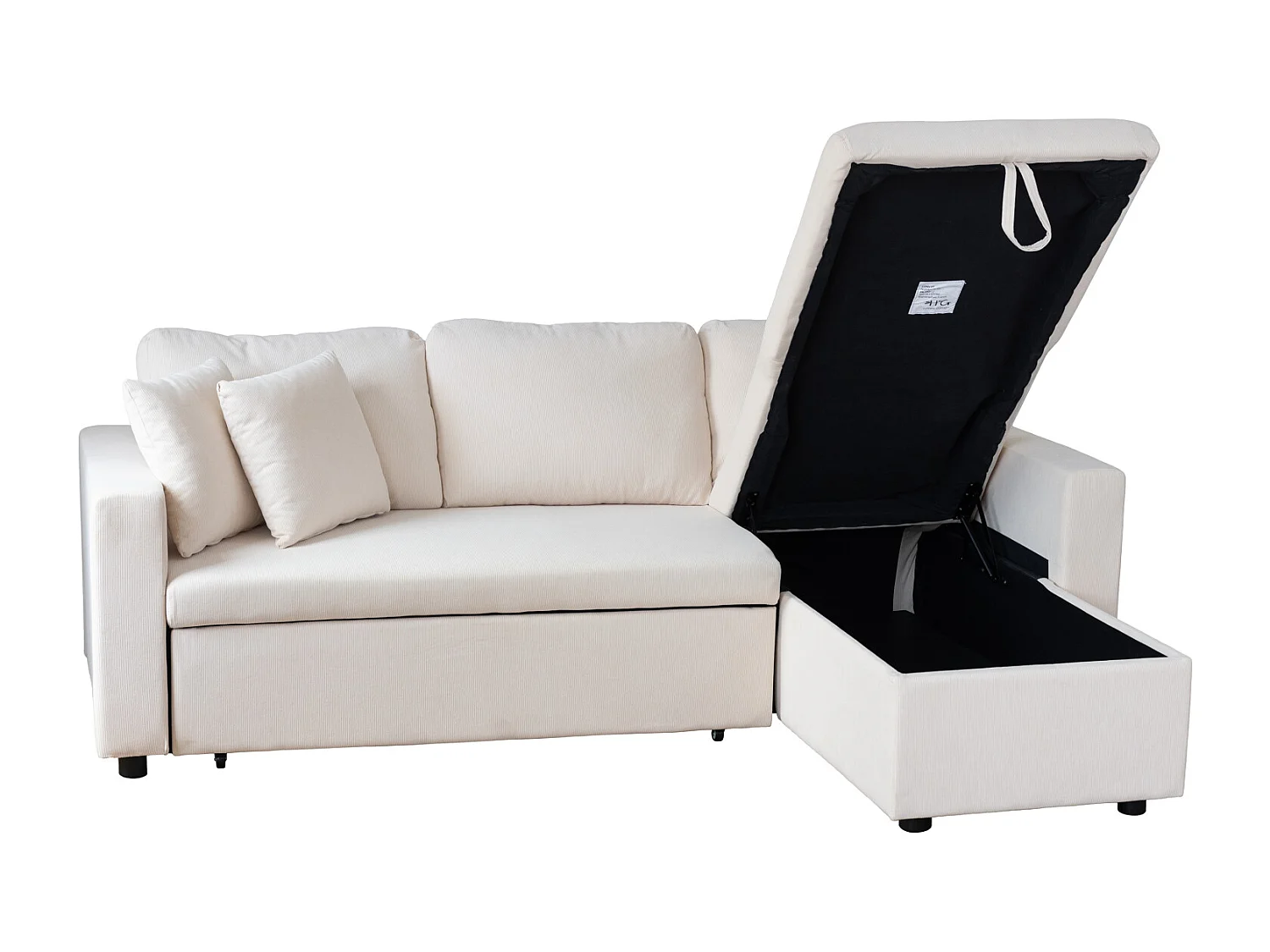 Sofá cama 3 plazas rinconera pana beige CLARK