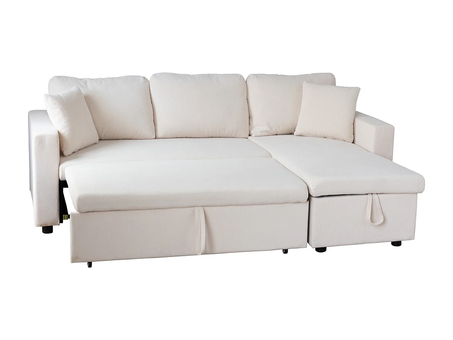 Sofá cama 3 plazas rinconera pana beige CLARK