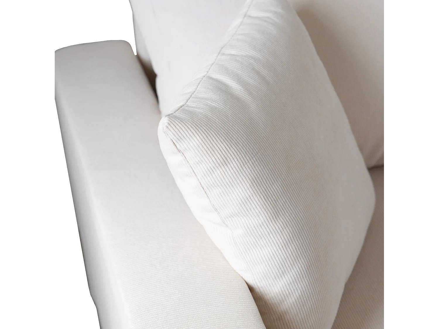 Canapé d'angle convertible CLARK 3 places en velours côtelé beige - HAPPY GARDEN