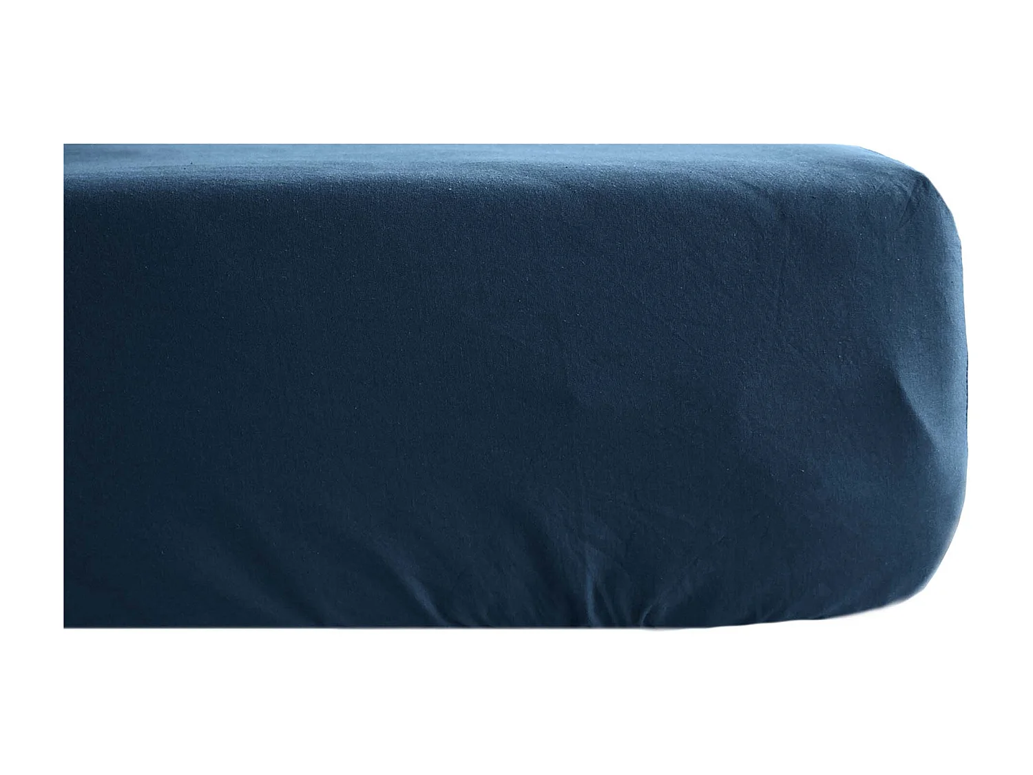 Drap housse uni 160x200 cm bonnet 35 cm percale de coton MANOIR bleu Marine