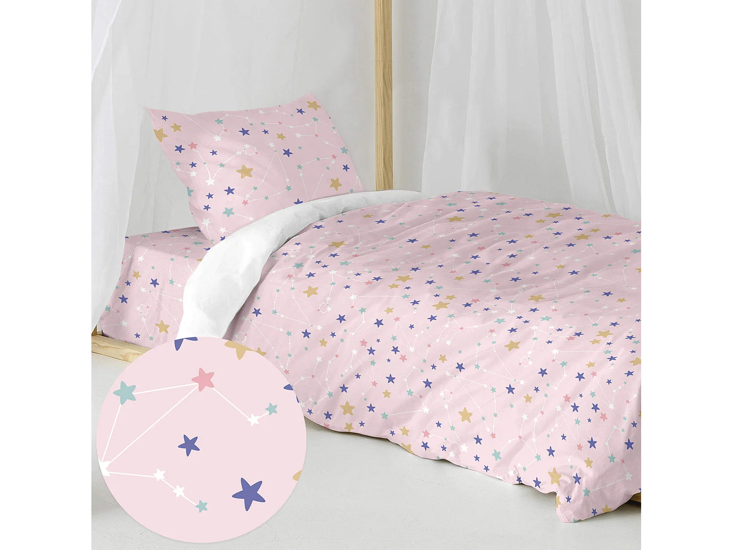 Dekbedovertrekset 2-delig 140x200 cm (Bed 80) Sky stars