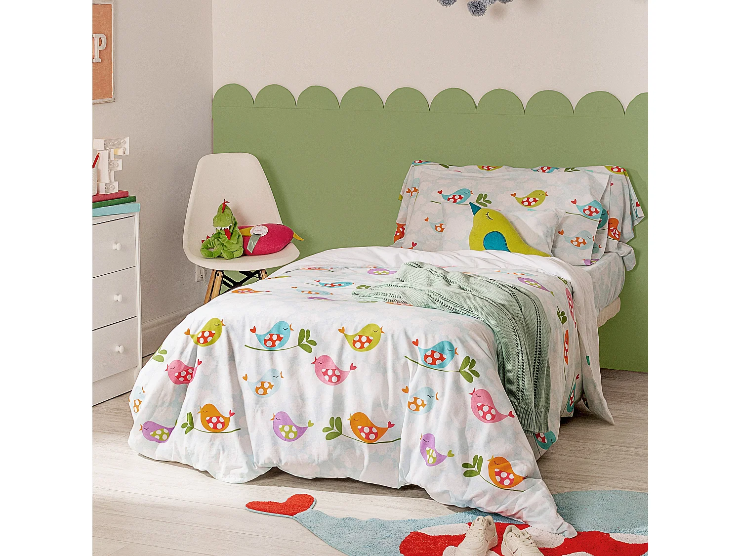 Parure housse de couette 2 pièces 155x220 cm (Lit 80/90) Little birds