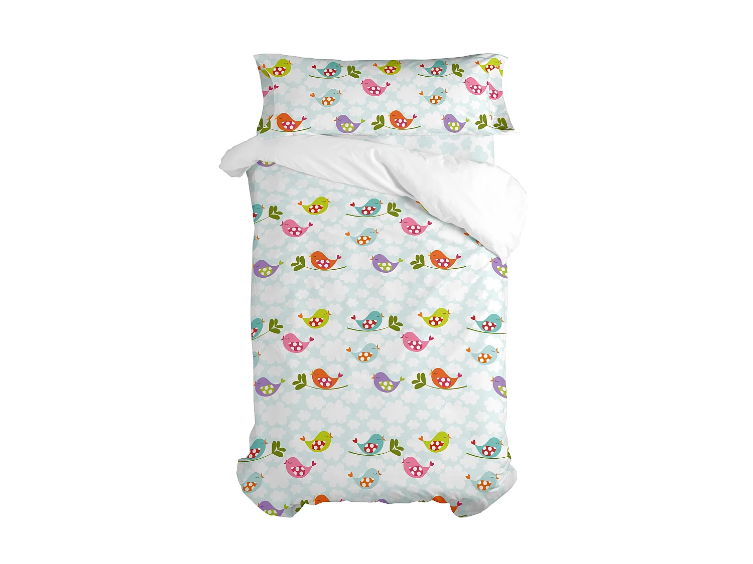 Parure housse de couette 2 pièces 155x220 cm (Lit 80/90) Little birds