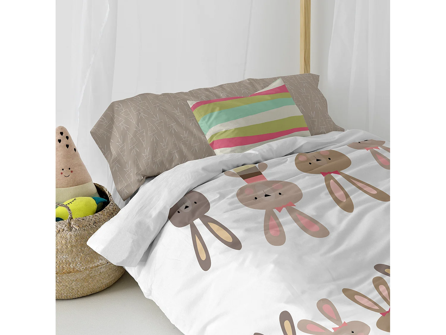 Parure housse de couette 2 pièces 155x220 cm (Lit 80/90) Rabbit family