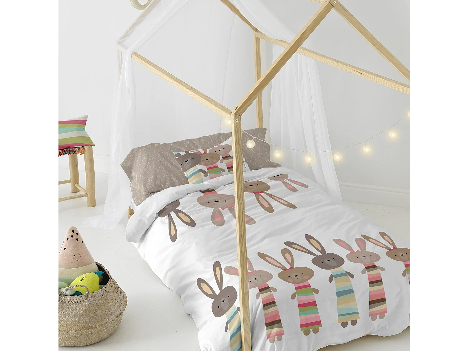 Parure housse de couette 2 pièces 155x220 cm (Lit 80/90) Rabbit family