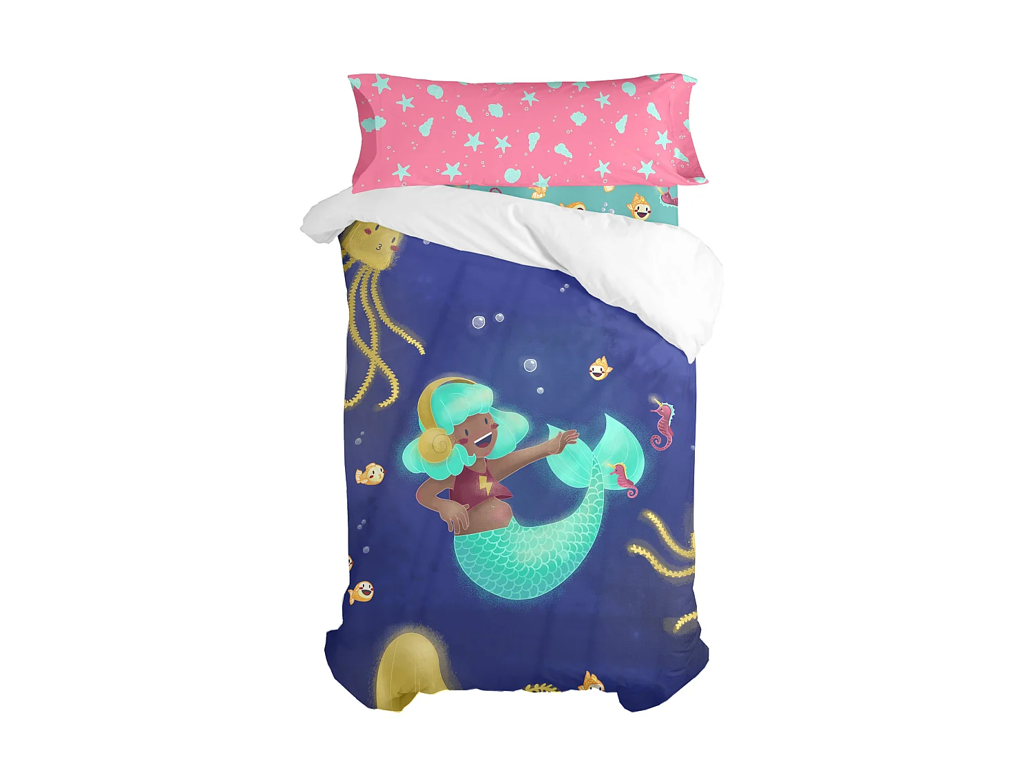 Bettbezug set 2 teiliges 155x220 cm (Bett 80/90) Happy mermaid